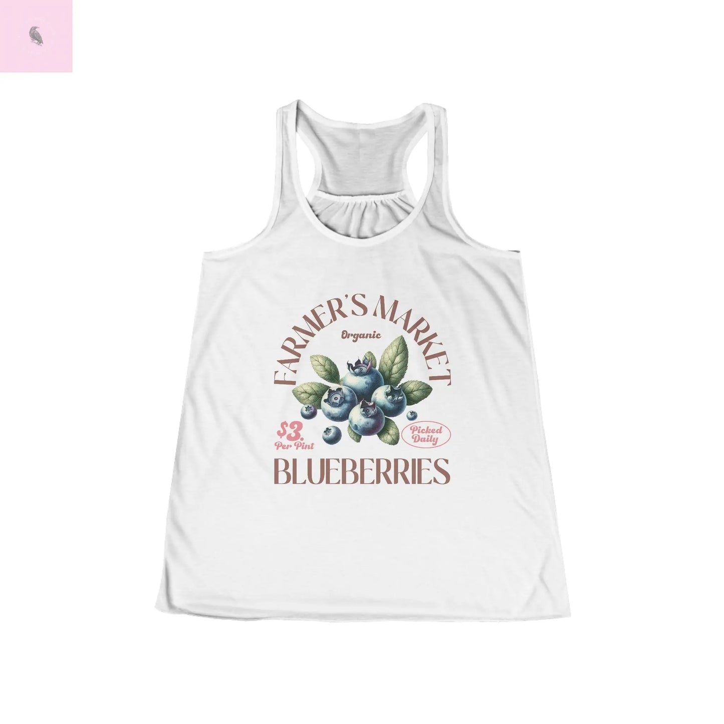 Racerback Tank Blueberry Fruit Lovers White Cotton the flirty crow