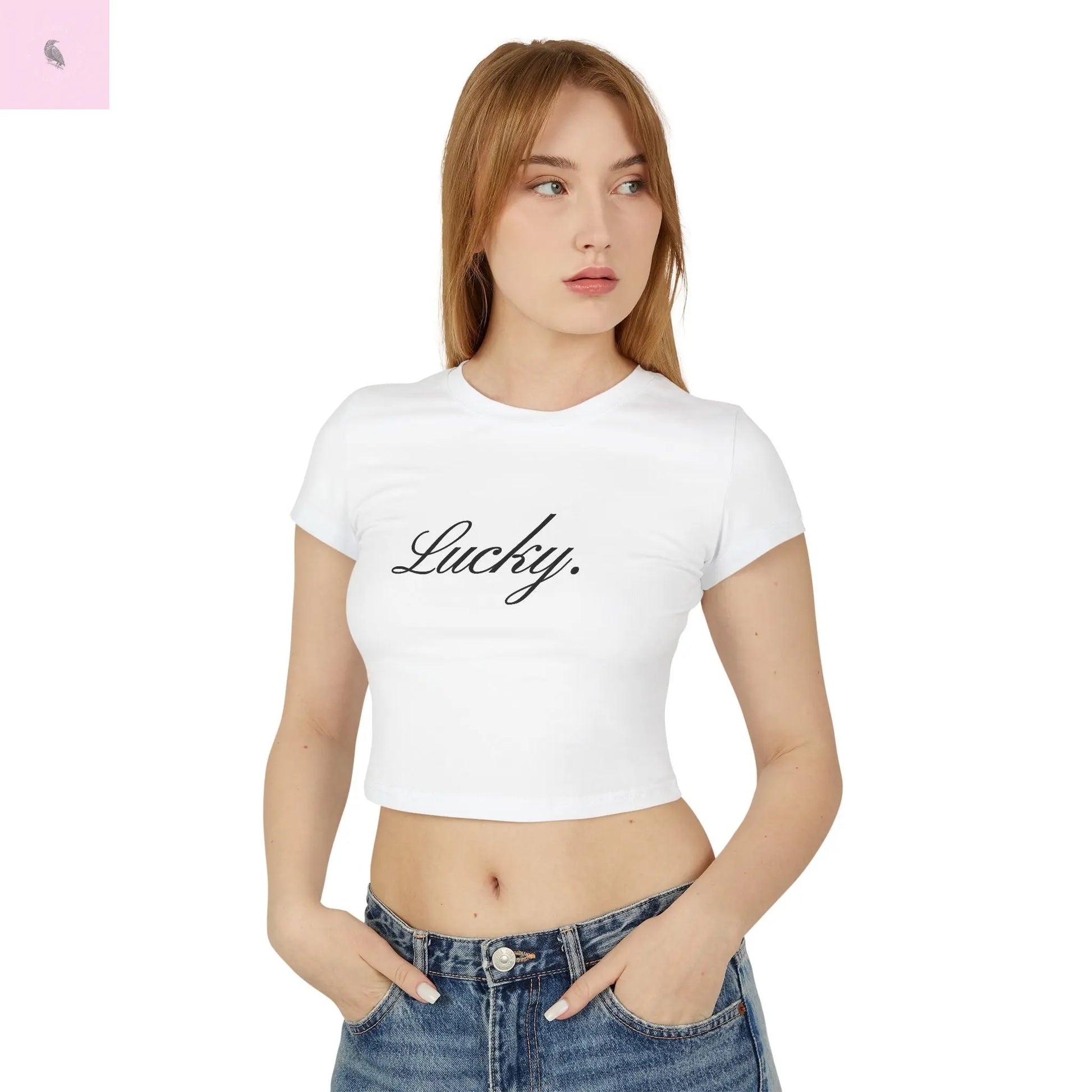 Cropped Baby Tee - Lucky Womens Cotton the flirty crow