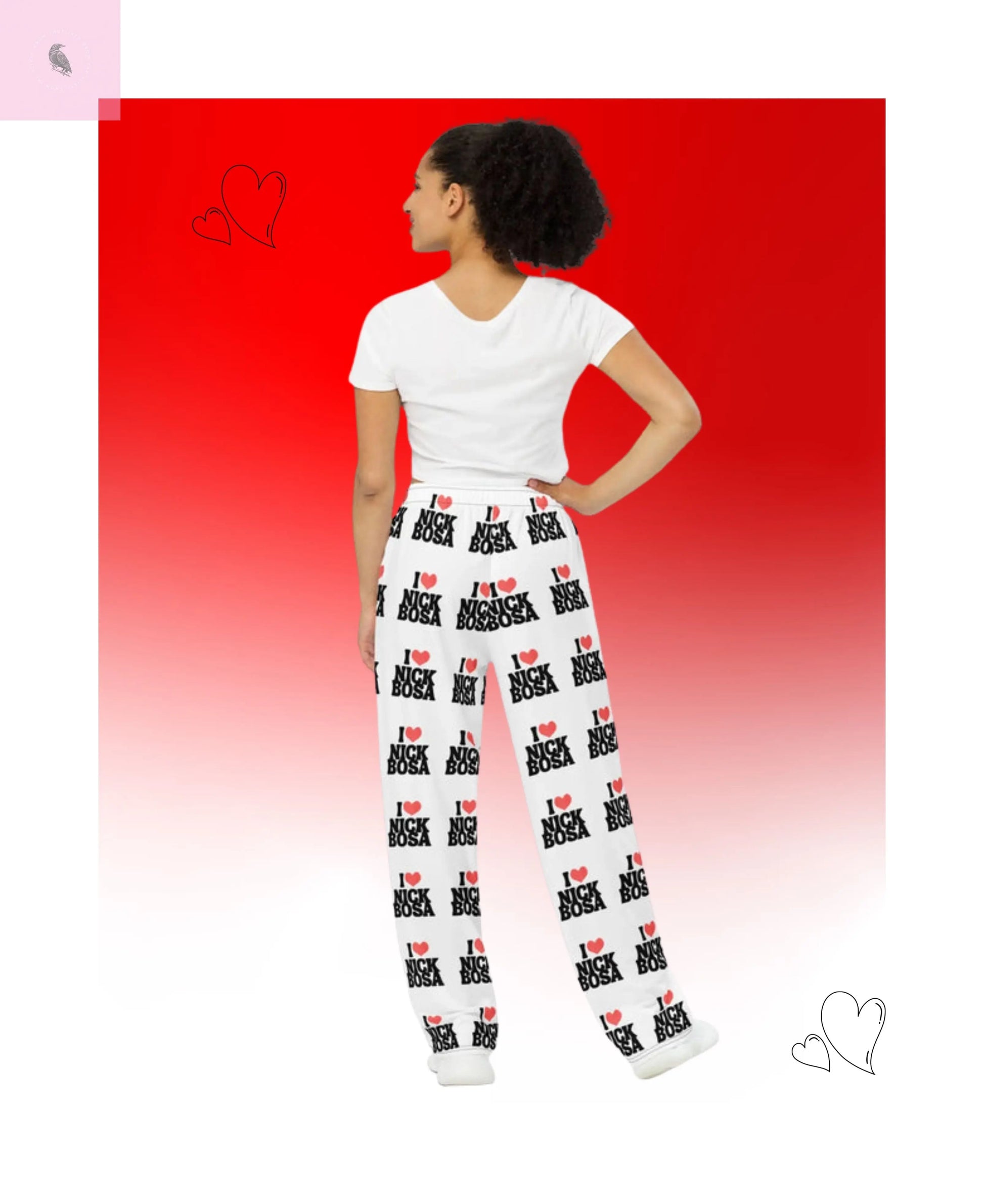I love Nick Bosa All-over print unisex wide-leg lounge pants The flirty crow