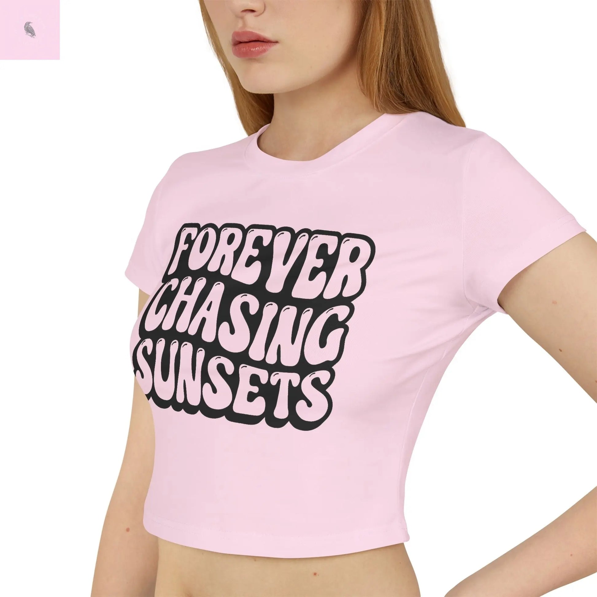 Retro Crop Tee - Forever Chasing Sunsets Women's Baby Tee the flirty crow