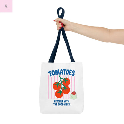 Tomato Vibes Tote Bag, Grocery tote,  Beach bag, travel tote,gift for gardener, veggie lover, Fun Gift for Foodies, Garden Lovers The flirty crow