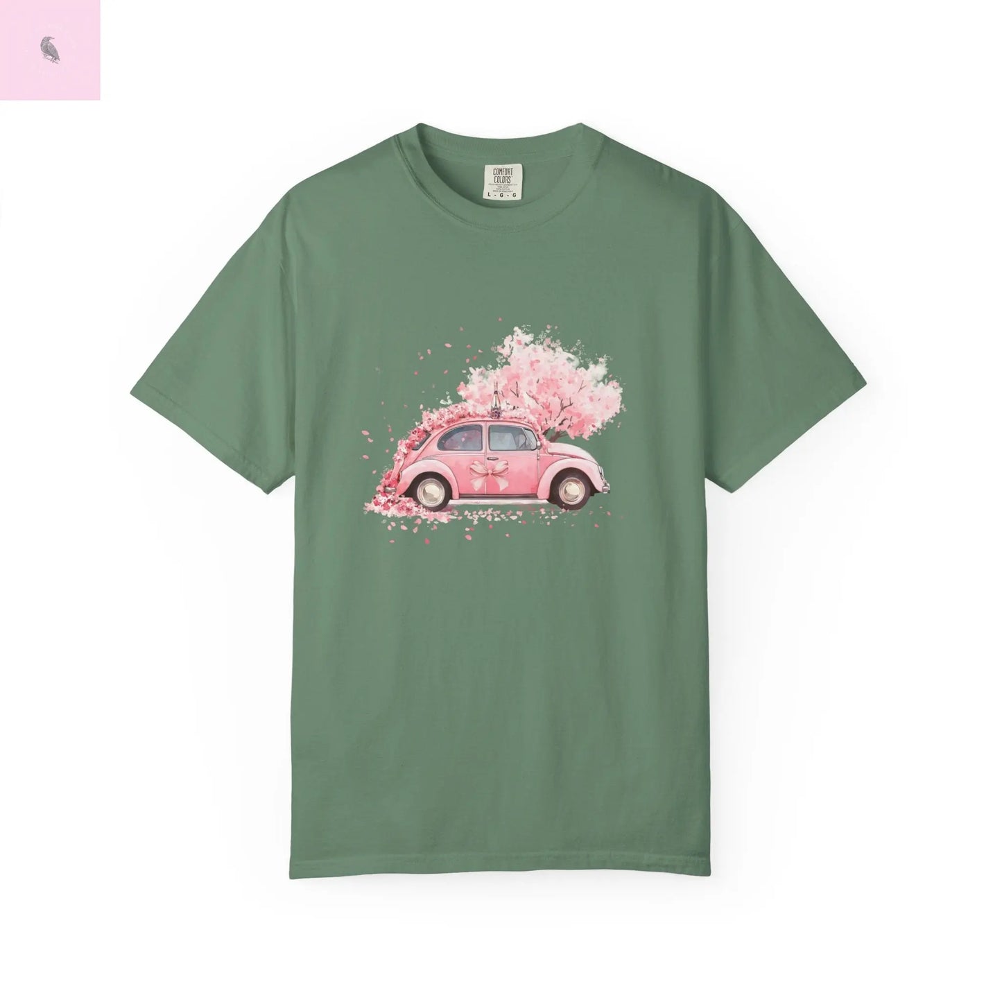 Vintage Car Floral T-Shirt, Unisex Tee, Casual Wear, Gift for Her, Spring Fashion, Boho Style, coquette design Printify