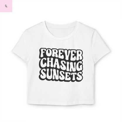 Retro Crop Tee - Forever Chasing Sunsets Women's Baby Tee the flirty crow