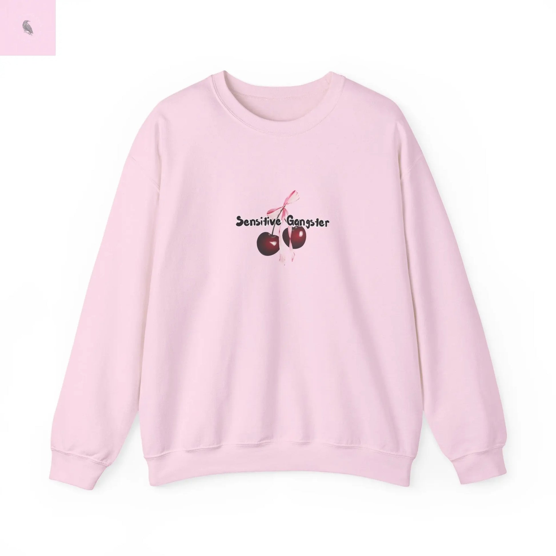 Sensitive Gangster Sweatshirt, Coquette cherries crewneck, Cozy Unisex sweatshirt, Gift for Friends, Casual Wear, Comfortable Fashion, The flirty crow