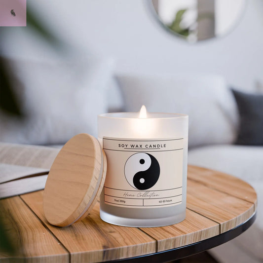 Yin Yang Soy Wax Candle - 11oz Frosted Glass Decor The flirty crow