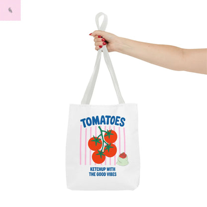 Tomato Vibes Tote Bag, Grocery tote,  Beach bag, travel tote,gift for gardener, veggie lover, Fun Gift for Foodies, Garden Lovers The flirty crow