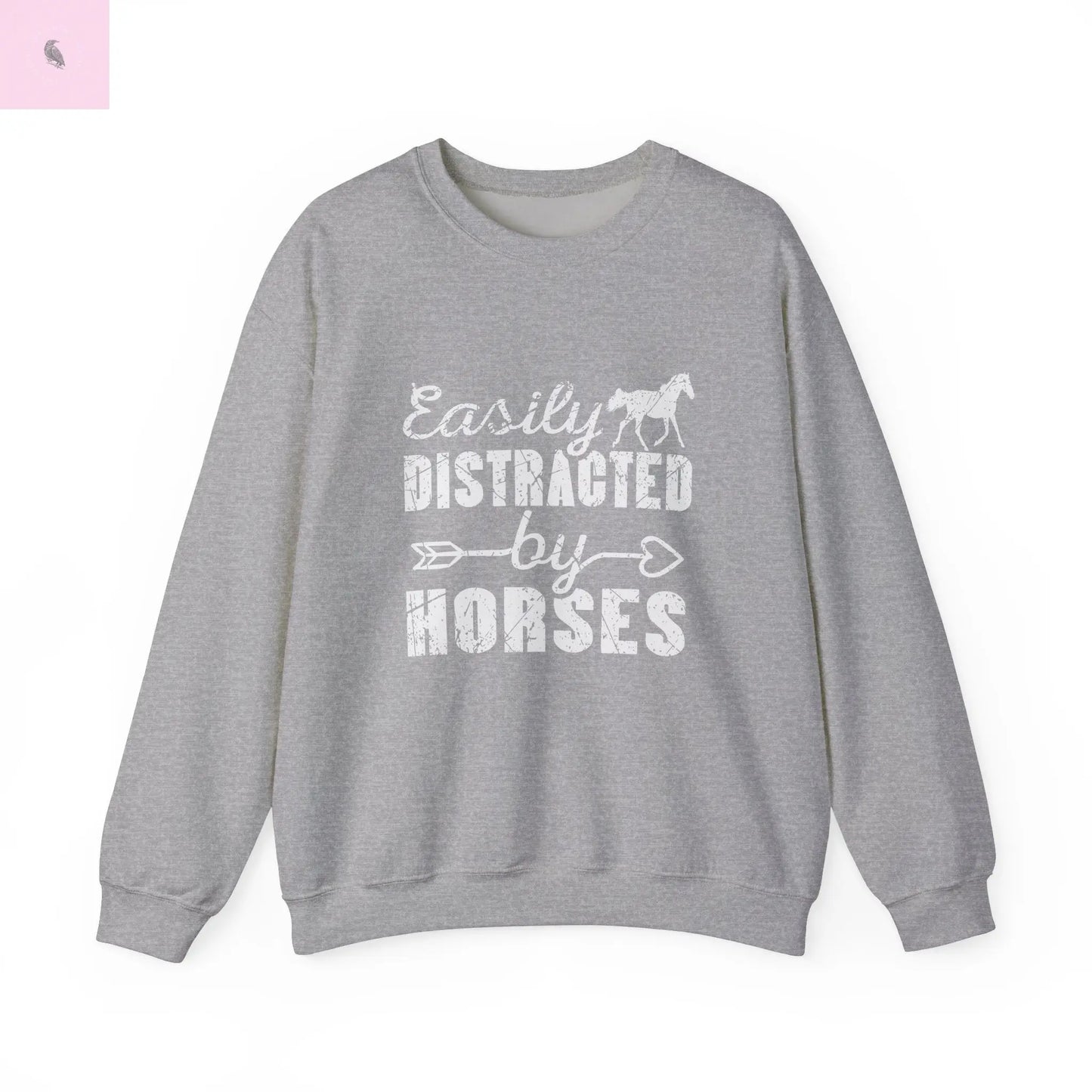 Horse Lover Crewneck Sweatshirt - Easily Distracted Design the flirty crow