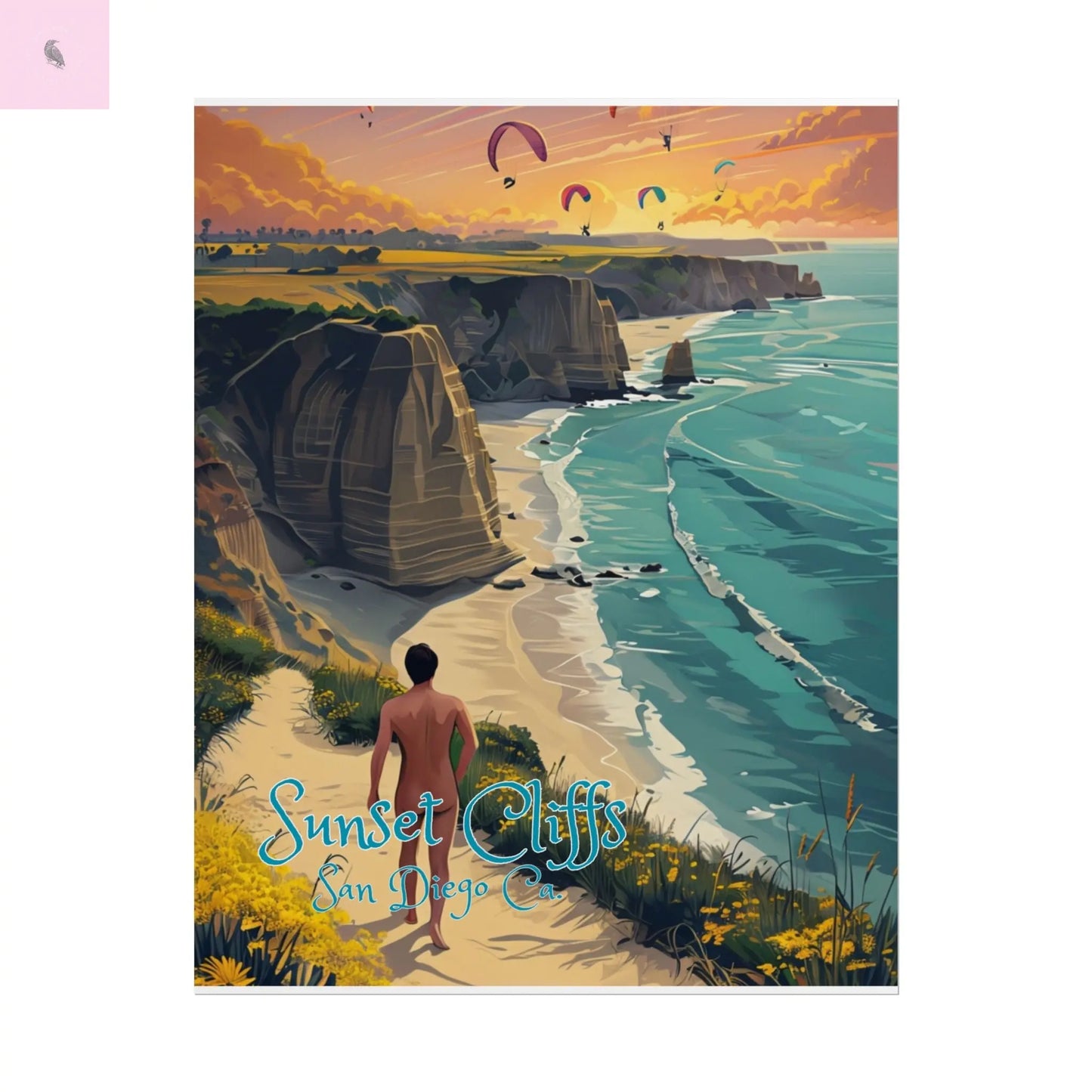 Sunset Cliffs Rolled Poster, Scenic Art Print, San Diego  Beach Decor, Coastal Wall Art, Gift for Beach Lovers, Home Decoration Printify