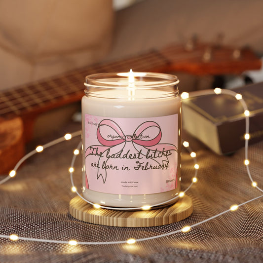 February Coquette Birthday candle, Gift for her, Vegan candle , February birthday gift,  home decor, soy wax, home fragrance Printify