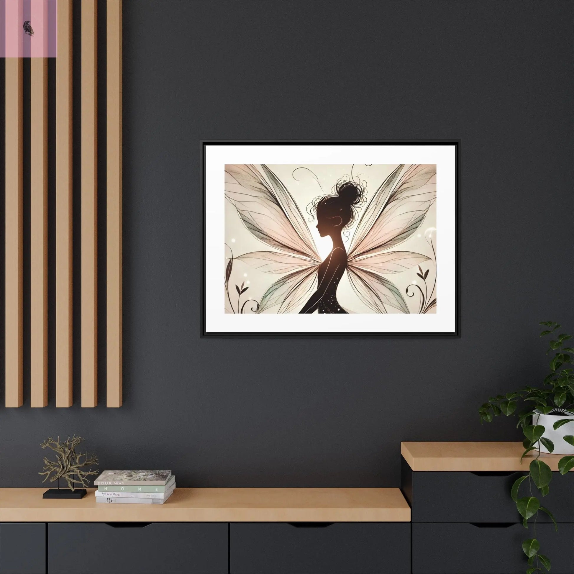 Framed Canvas Fairy wall art - The flirty crow
