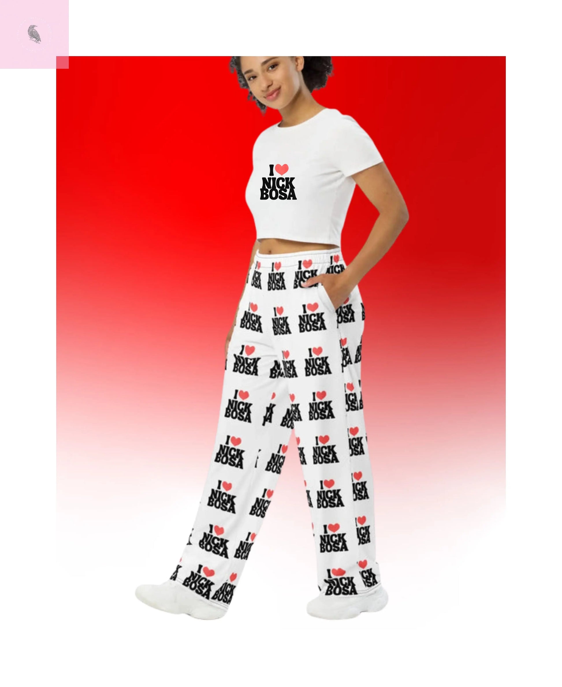 I love Nick Bosa All-over print unisex wide-leg lounge pants The flirty crow