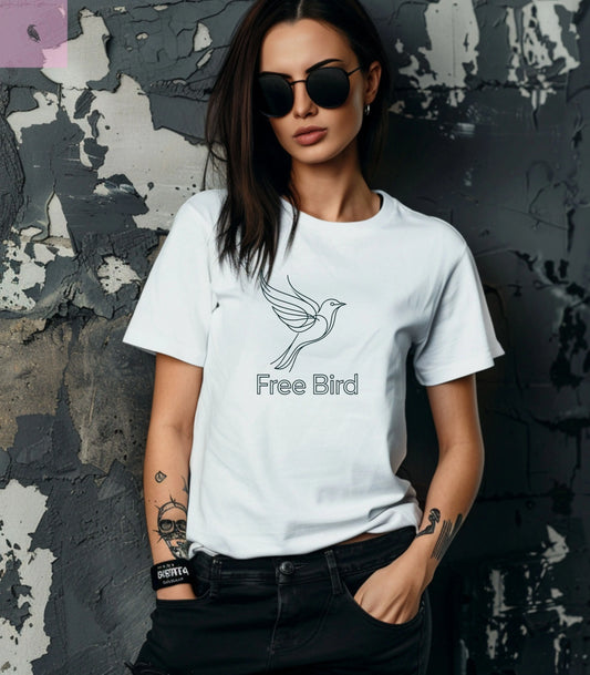 Free Bird Soft Cotton T-Shirt, Trendy Minimalist Bella+ Canvas Tee, Comfy Short Sleeve Shirt, Multiple Colors - Unisex Jersey Top bird lover gift birds the flirty crow