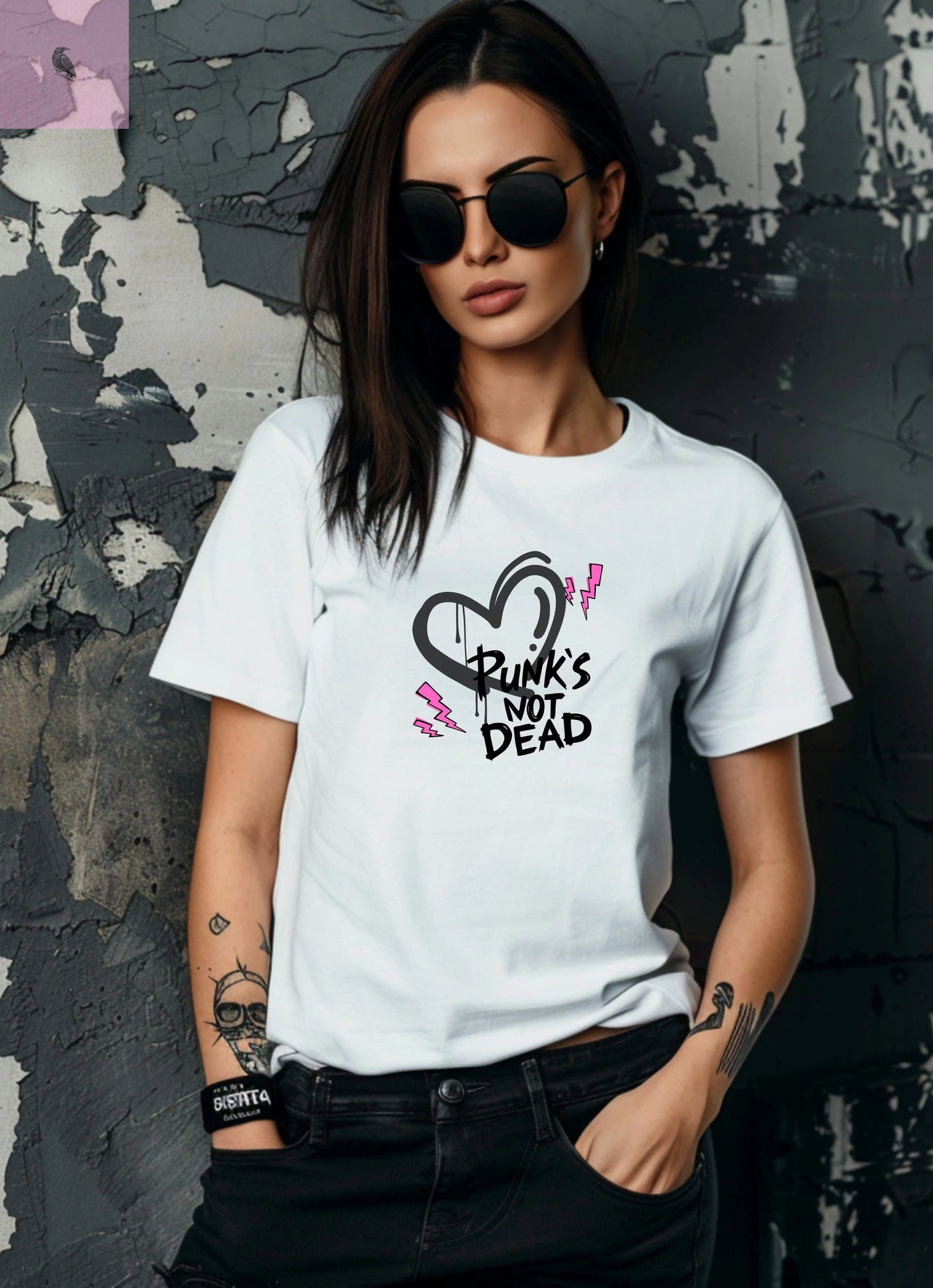 Punks Not Dead Cute Trendy Unisex Tshirt, Fashion Tee, Graphic Tee, Hipster Shirt, Alternative Clothing, Music Lover Gift the flirty crow