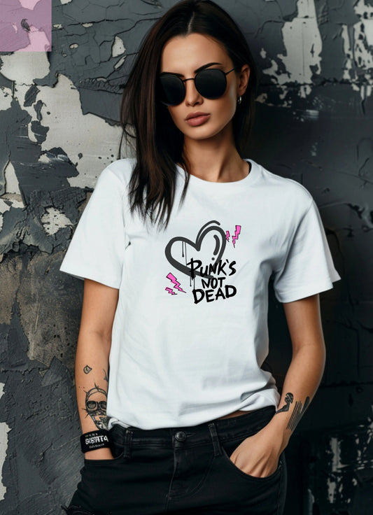 Punks Not Dead Cute Trendy Unisex Tshirt, Fashion Tee, Graphic Tee, Hipster Shirt, Alternative Clothing, Music Lover Gift the flirty crow