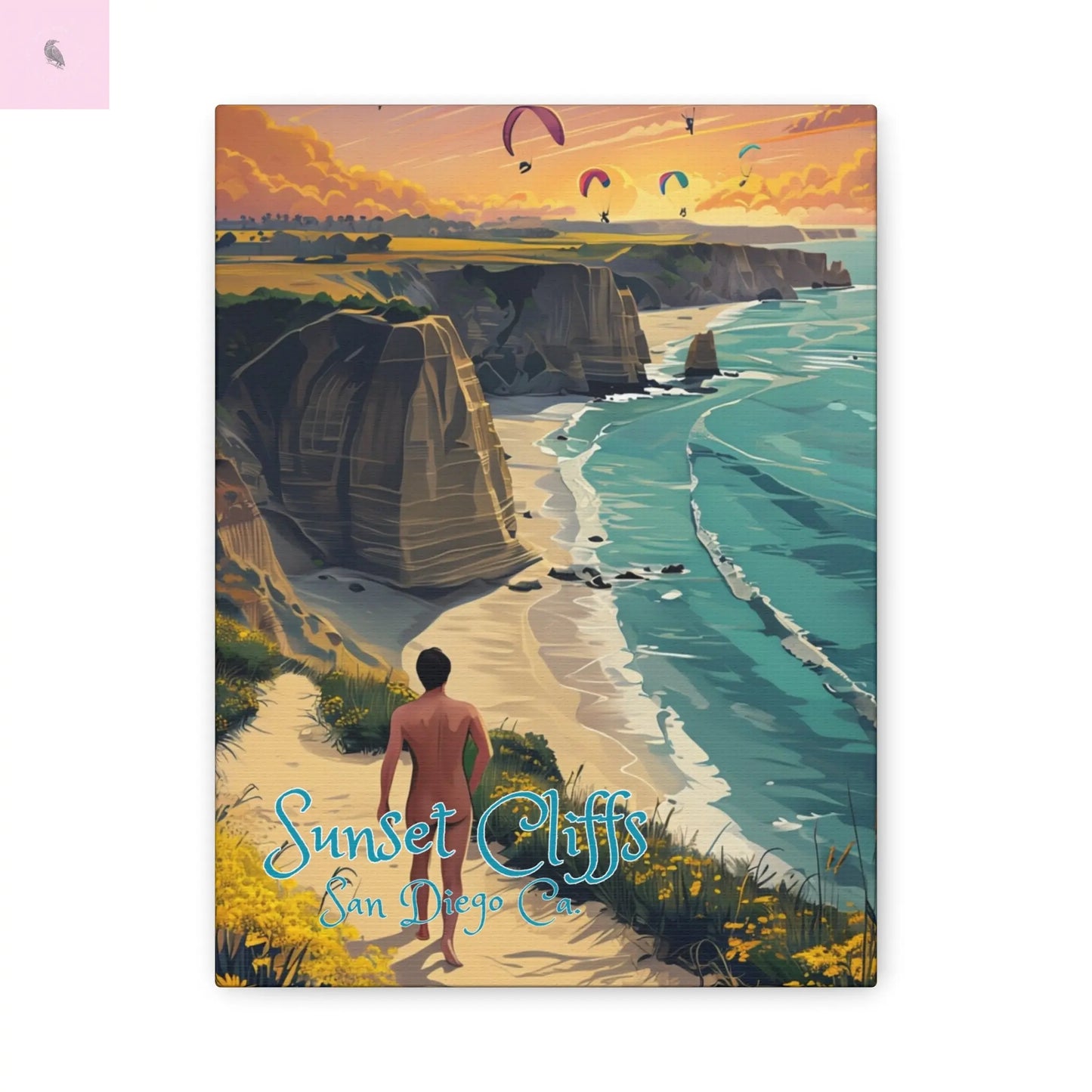 Stretched Canvas Wall Art, Sunset Cliffs San Diego Decor, Beach Wall Art, Coastal Art for Home, Travel Gift, Vacation Decor Printify