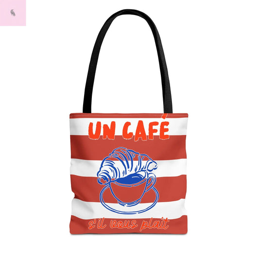 Café Tote Bag,  Coffee Lover's bag, Croissant lover, Gift for her, Grocery tote, farmers market , Traveler gift, Artisan Design The flirty crow