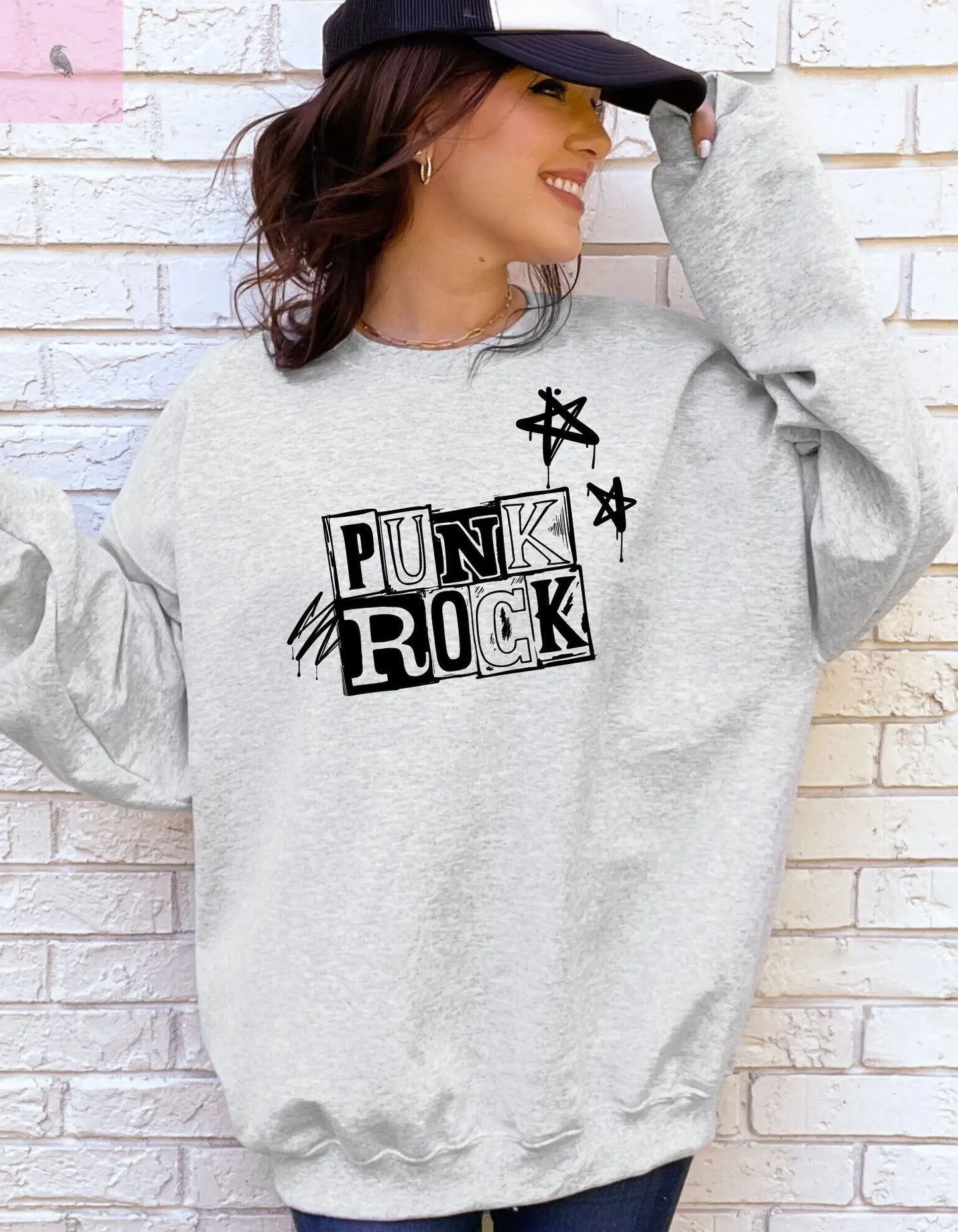 Punk Rock Crewneck Sweatshirt, Trendy Music Lover Sweatshirt, Cozy Warm Sweater, Unisex Sweatshirt, Fun Crewneck Jumper the flirty crow