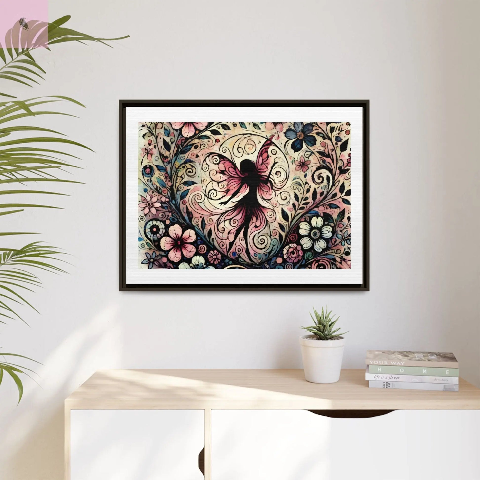 Framed Canvas Fairy art - The flirty crow