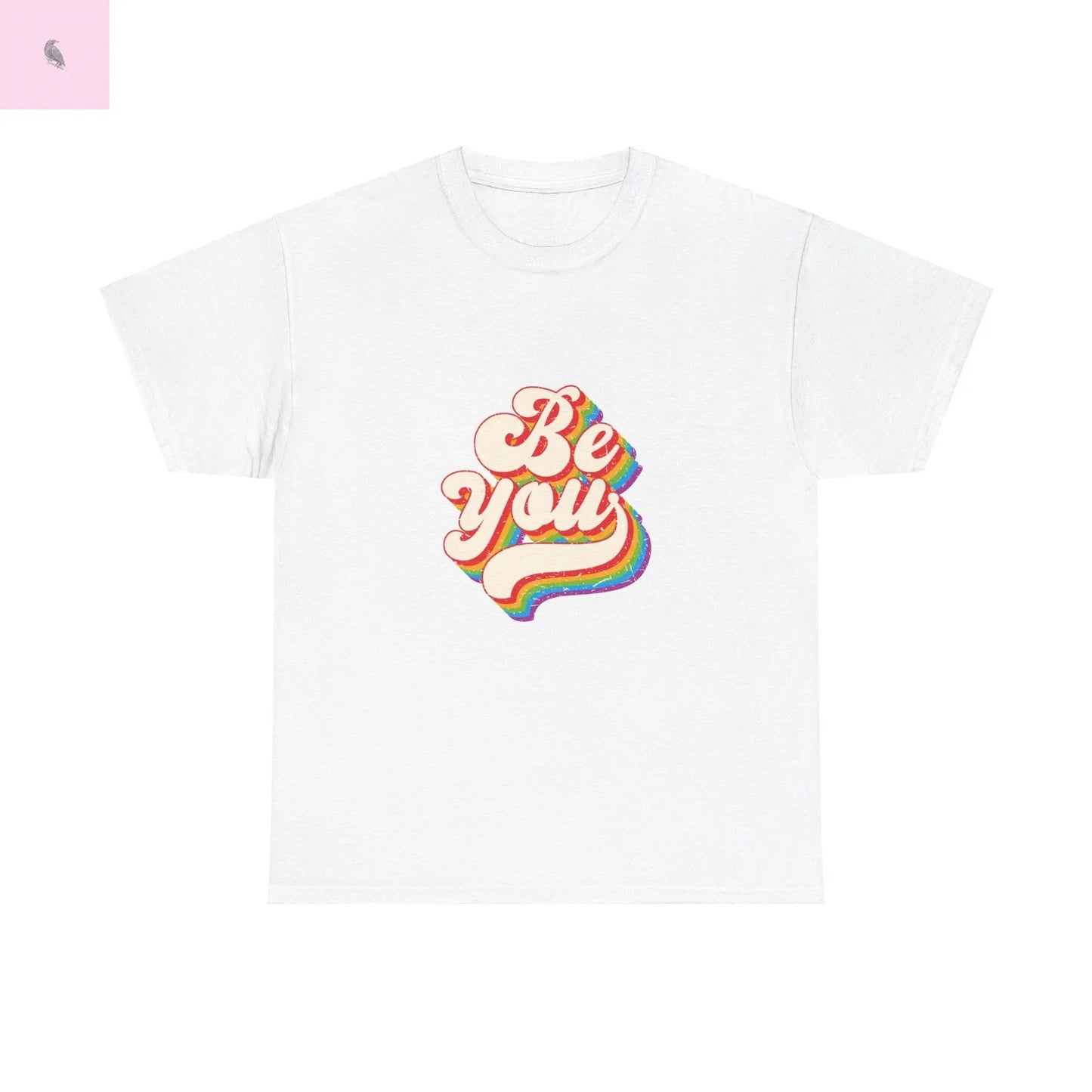 Be you tshirt  beautiful fun rainbow retro  Cotton Tee Printify