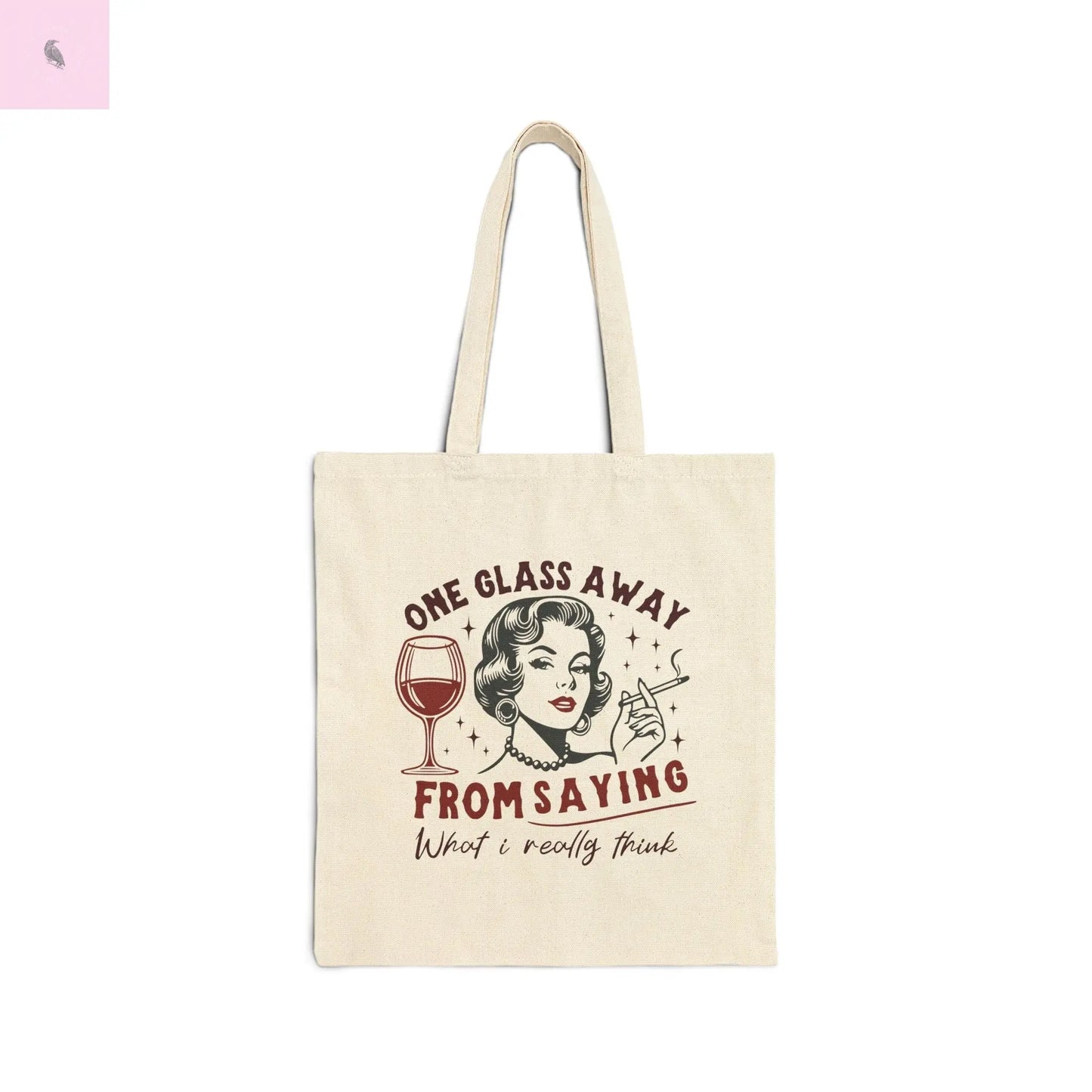 Fun wine Cotton Canvas Tote Bag. 15x16 the flirty crow