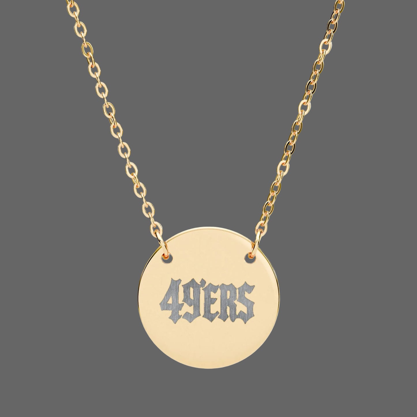 49ers Engraved Circle Necklace  Personalized NFL Football Fan Pendant