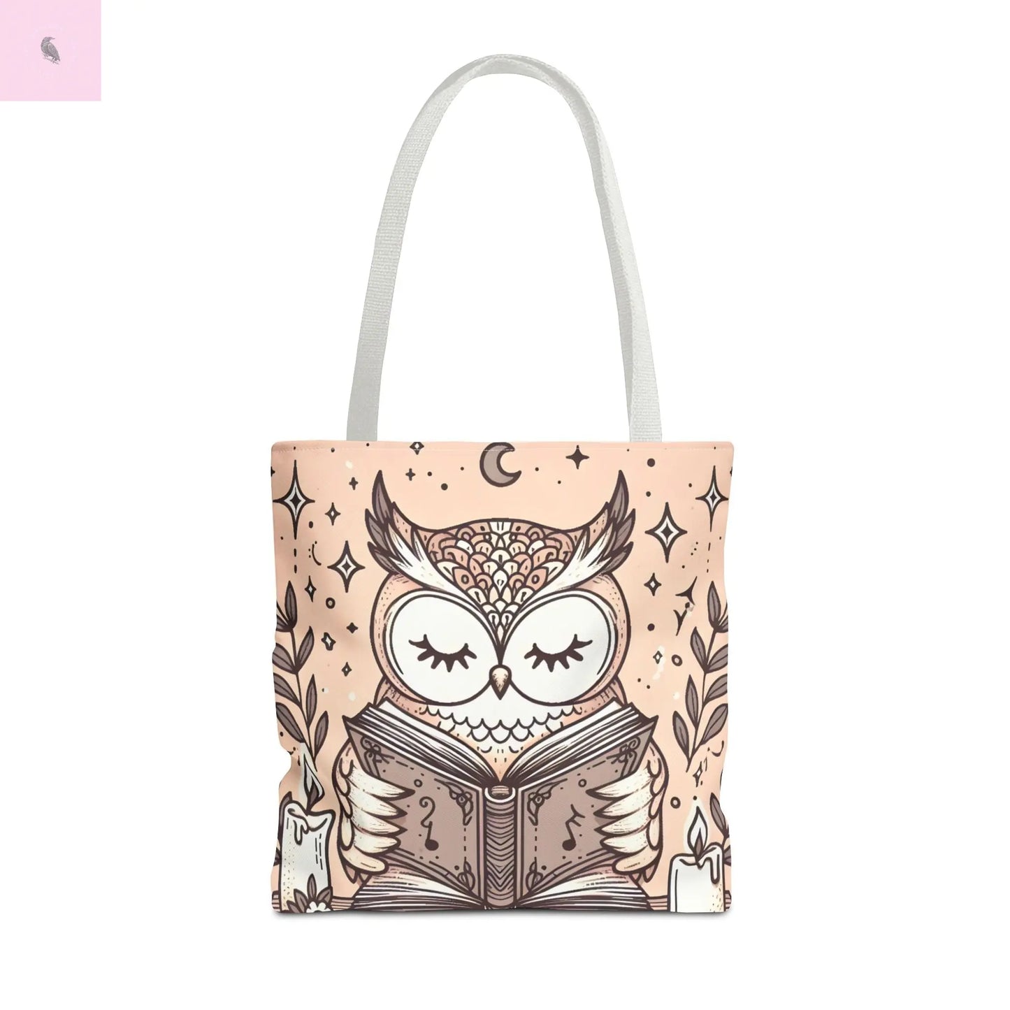 Reading lover  Owl Tote Bag, Cute Animal Tote, Book Lover Gift, AOP Shopping Bag, Owl Art Bag, Eco-Friendly Carryall, gift for reader The flirty crow