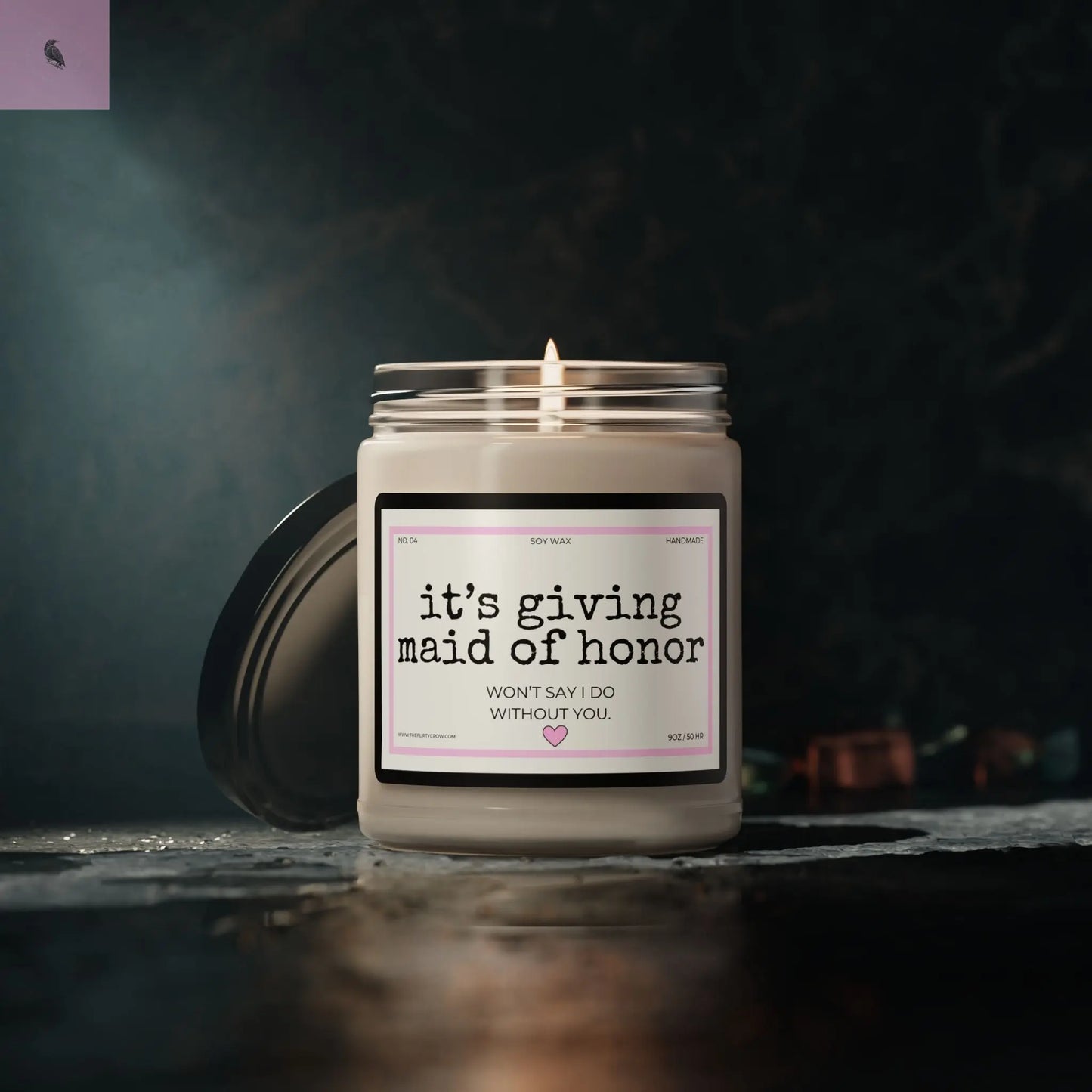 Soy Candle (9oz) - Maid of Honor Wedding Gift The flirty crow