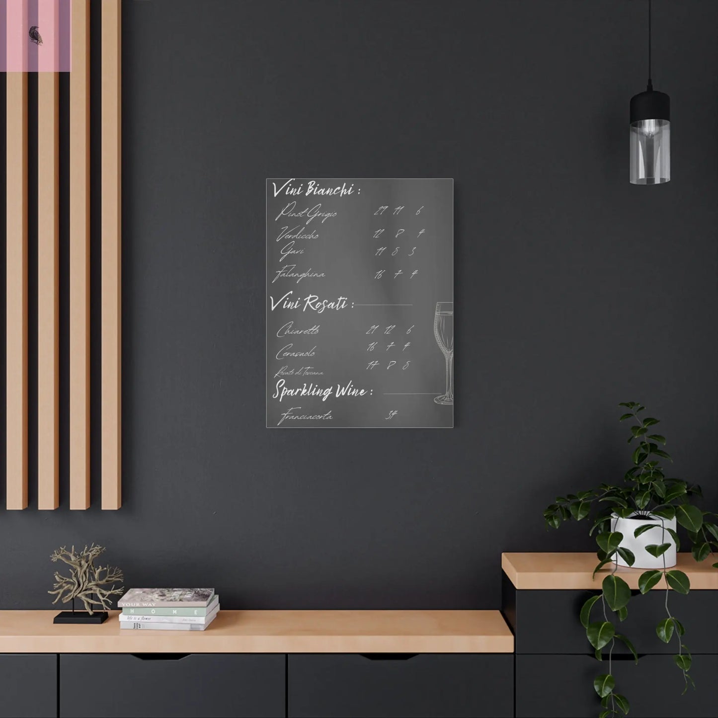 Chalkboard Wine Menu, Italian wine Canvas Art,  Bar Decor, Wine List Wall Art,  Kitchen Decor, Wine Lover Gift, Italian wine lover Printify