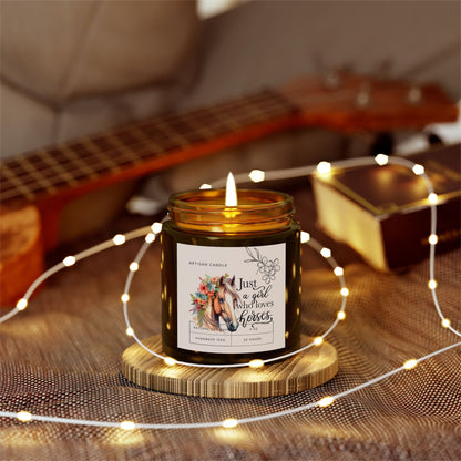 Horse lover glass candle