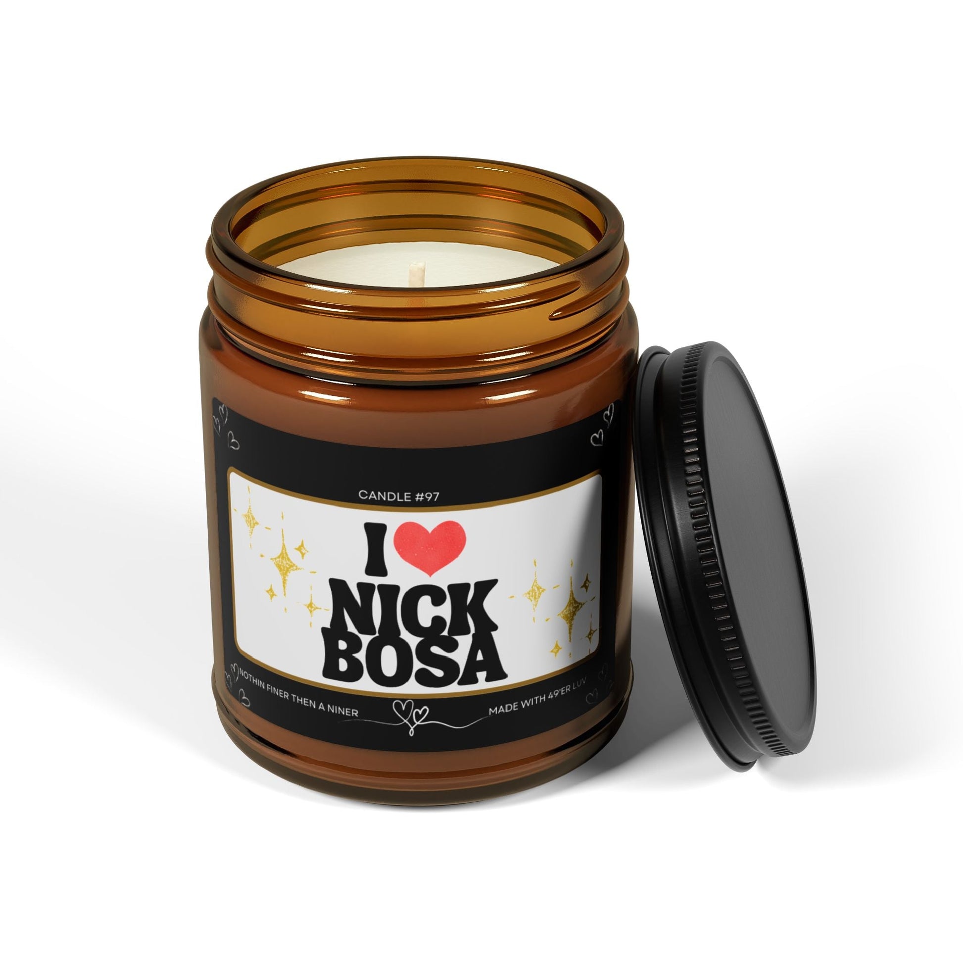 I  Nick Bosa Scented Soy Candle — Amber Jar The flirty crow