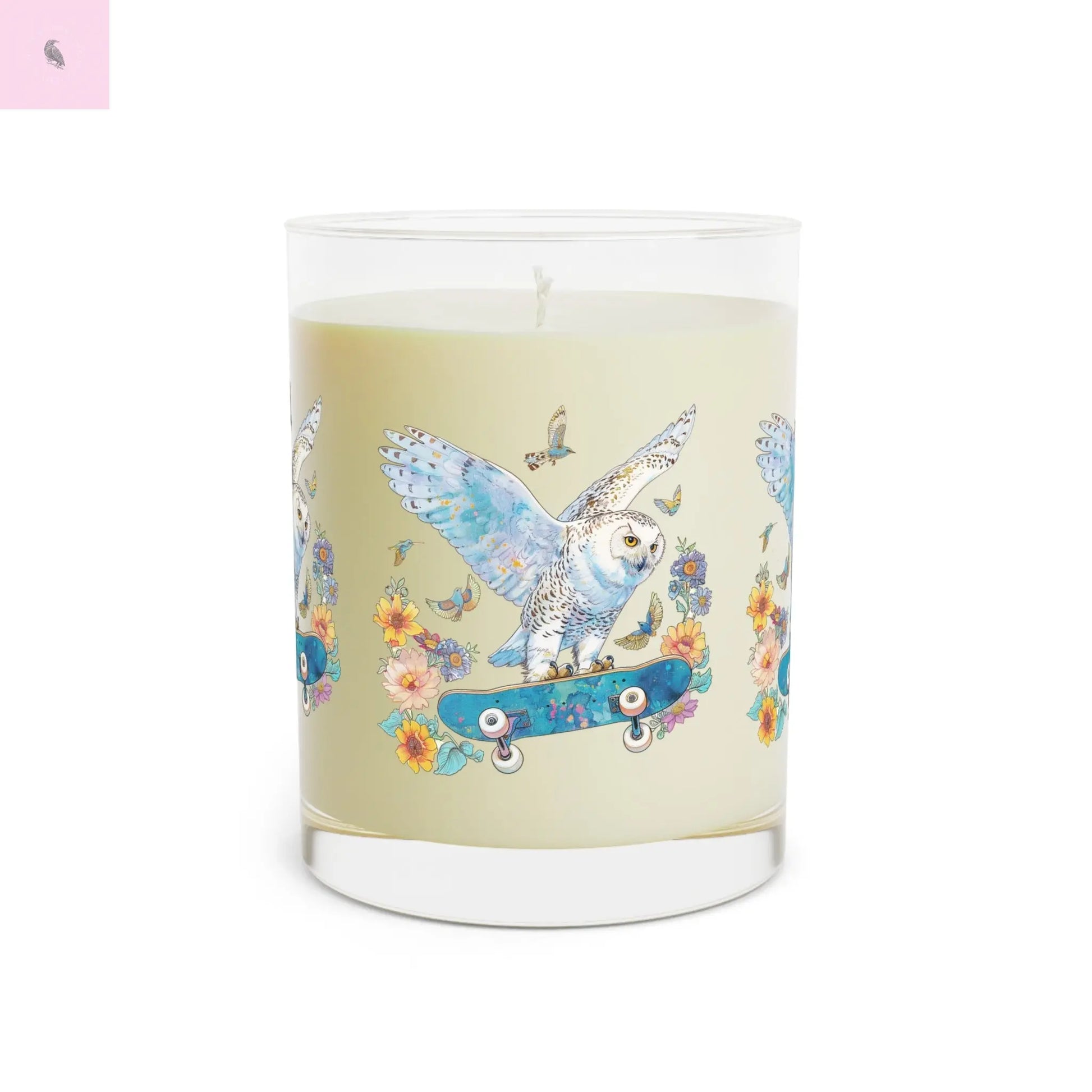 Soy Candle - Owl Lover Skateboarding 11oz Glass The flirty crow