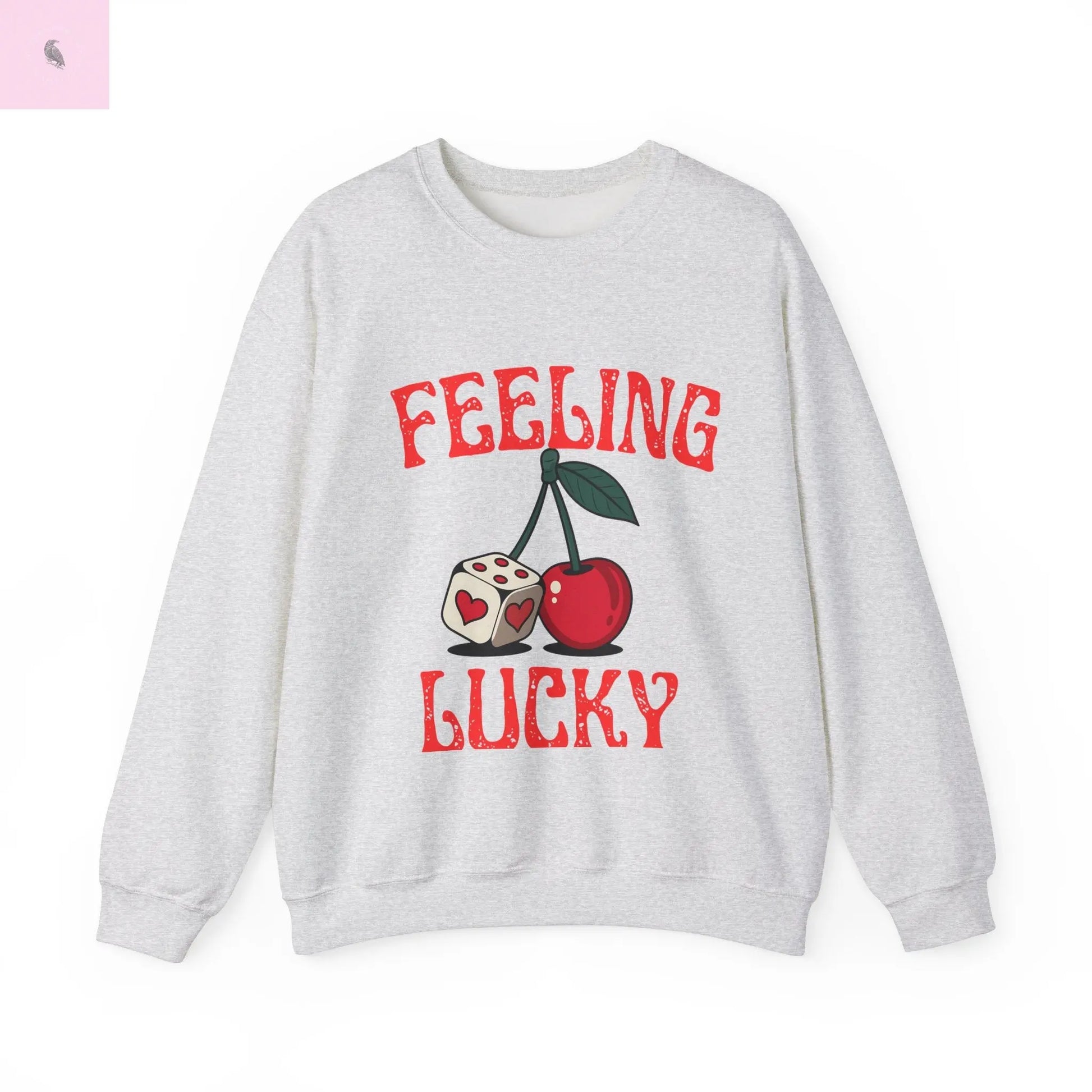 Lucky Cherries Sweatshirt, Feeling Lucky Unisex Crewneck, Lucky Charm Jumper, Casino Lover Gift, Gambling Apparel, Cherry Print Pullover the flirty crow