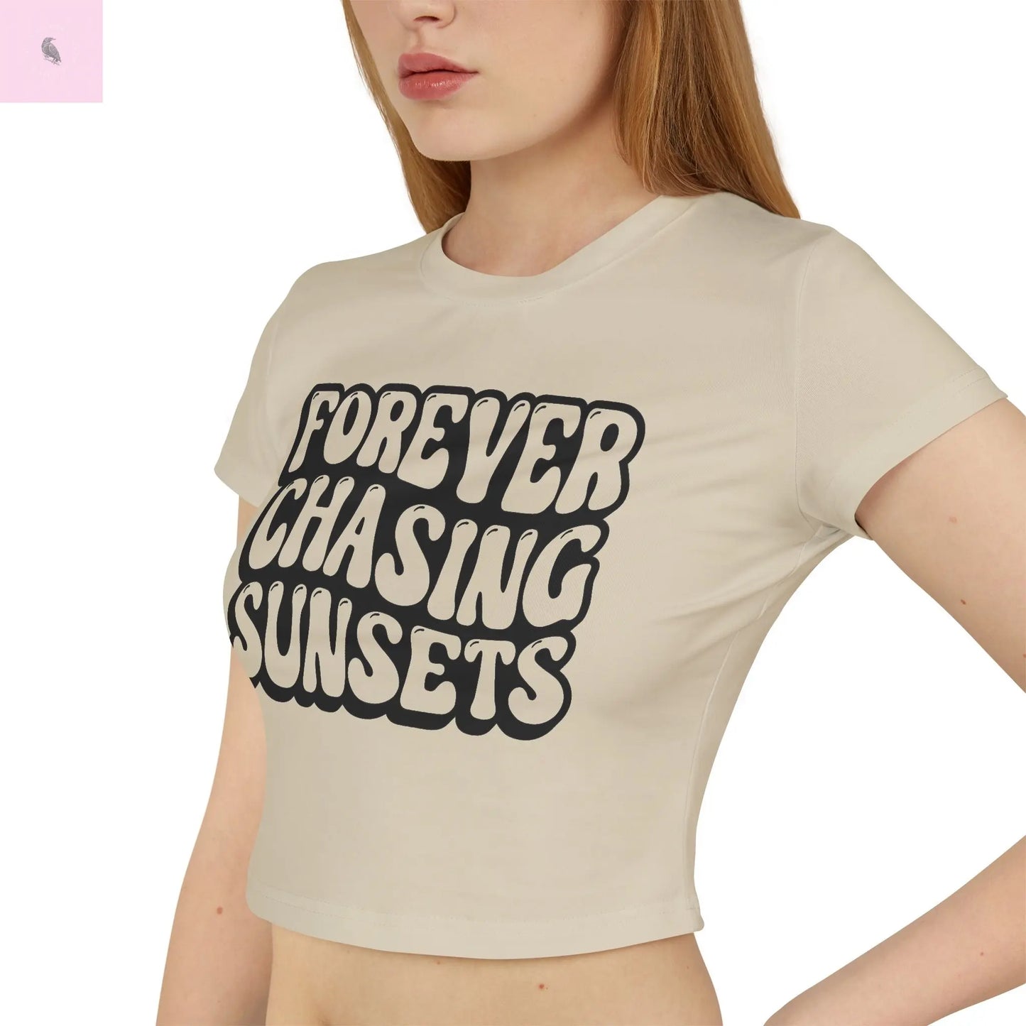 Retro Crop Tee - Forever Chasing Sunsets Women's Baby Tee the flirty crow