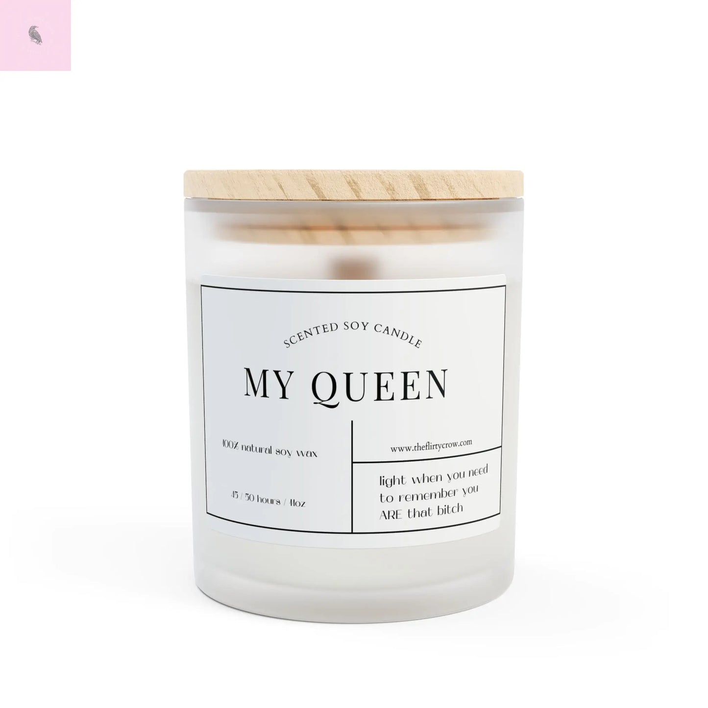 Queen of everything Frosted Glass Candle the flirty crow