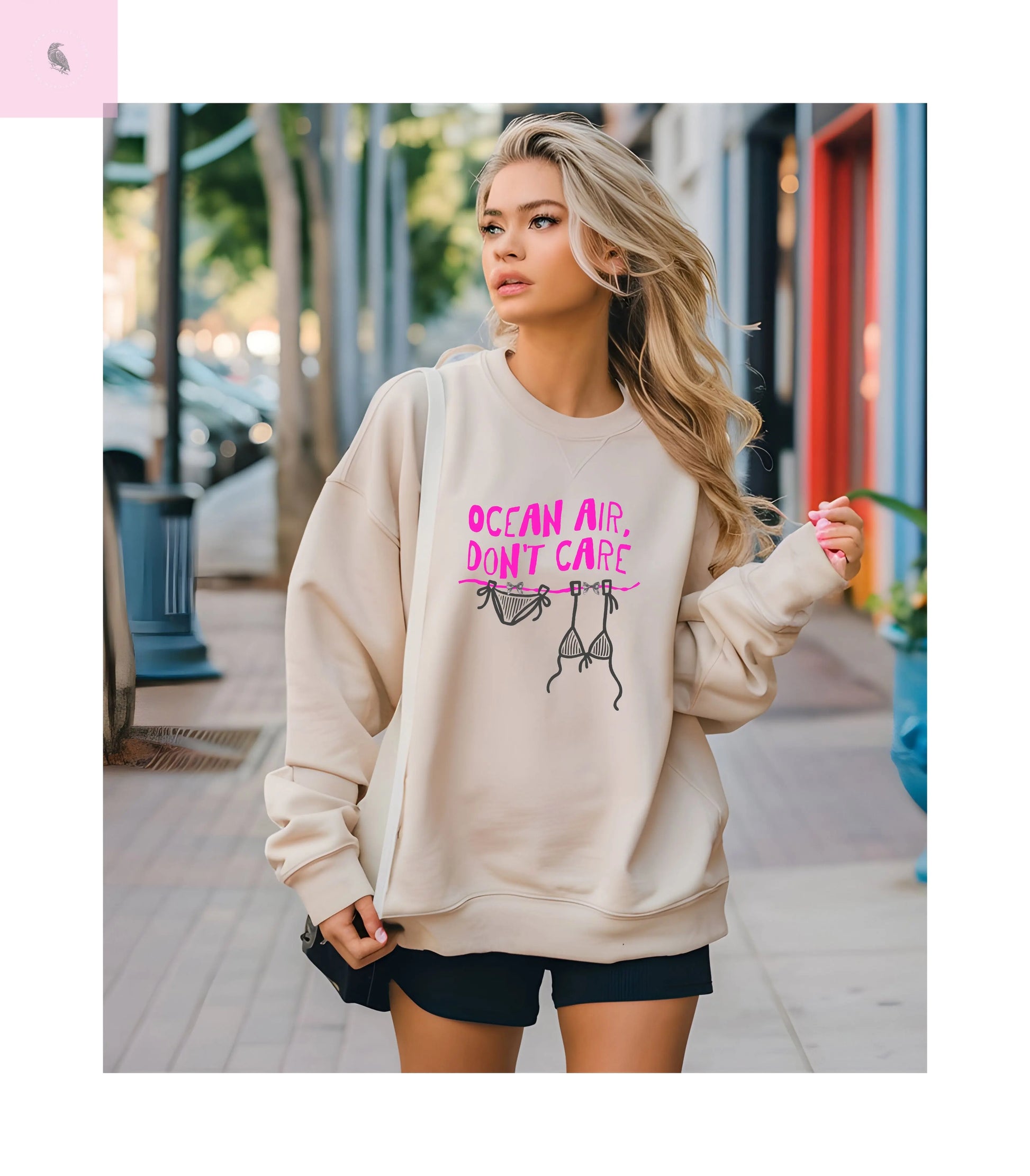 Beach Crewneck Sweatshirt ,Ocean lover, Summer Vibes Sweatshirt, beachy vibe,  Beach vacation Sweater, Casual Outfit, Summer Apparel The flirty crow