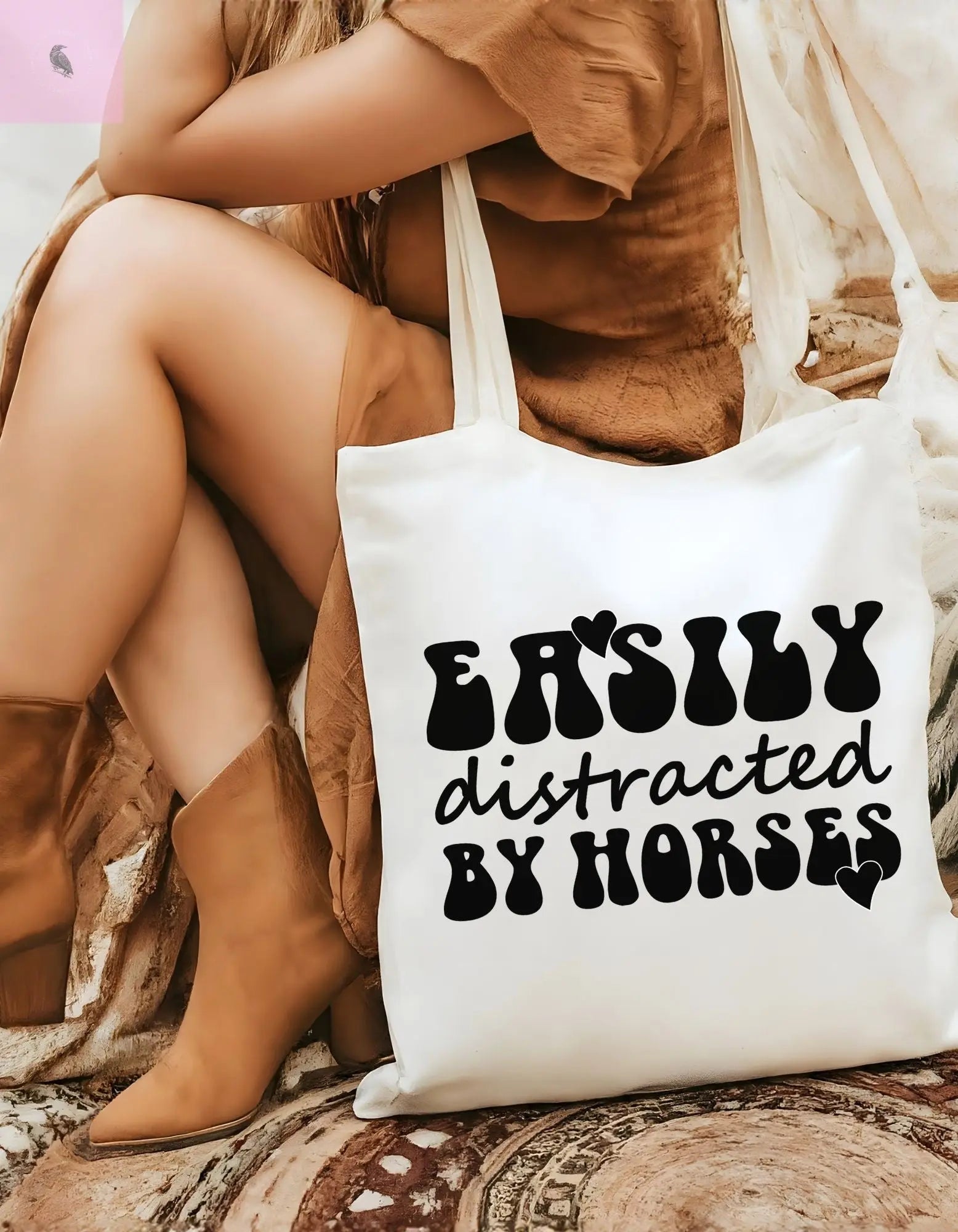 horse lover tote easily distracted by horses 10x15 tote bag the flirty crow