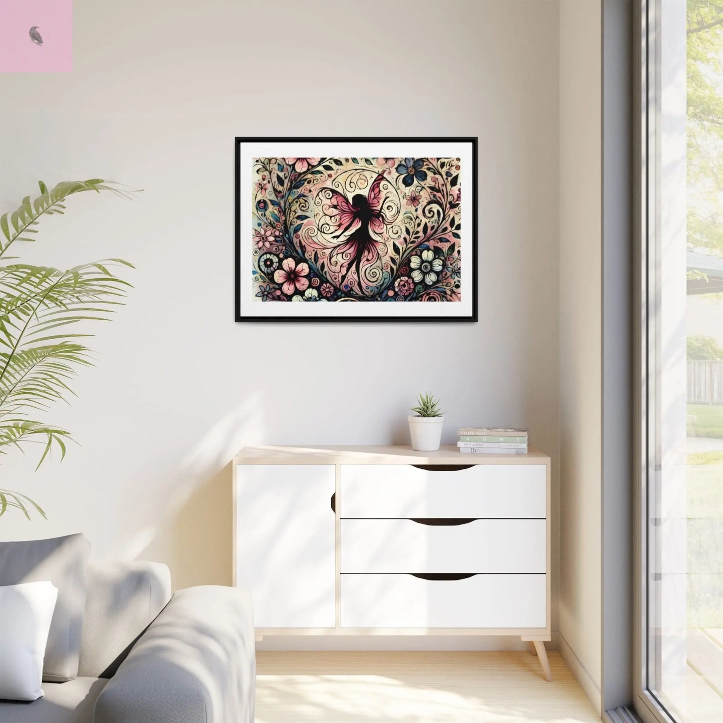 Framed Canvas Fairy art - The flirty crow