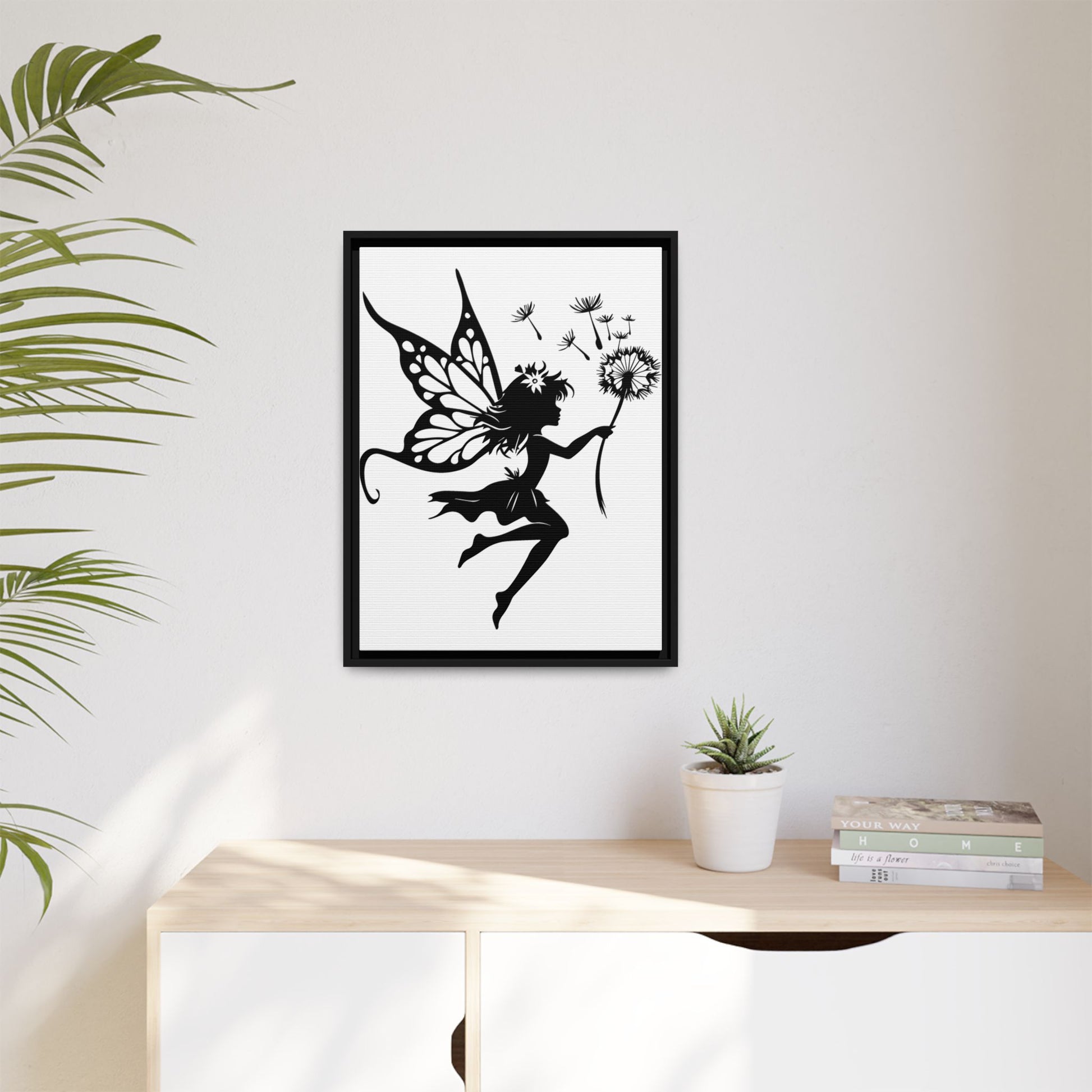 Framed Canvas Fairy Art, whimsical wall decor, nursery room art, gift for her - The flirty crow