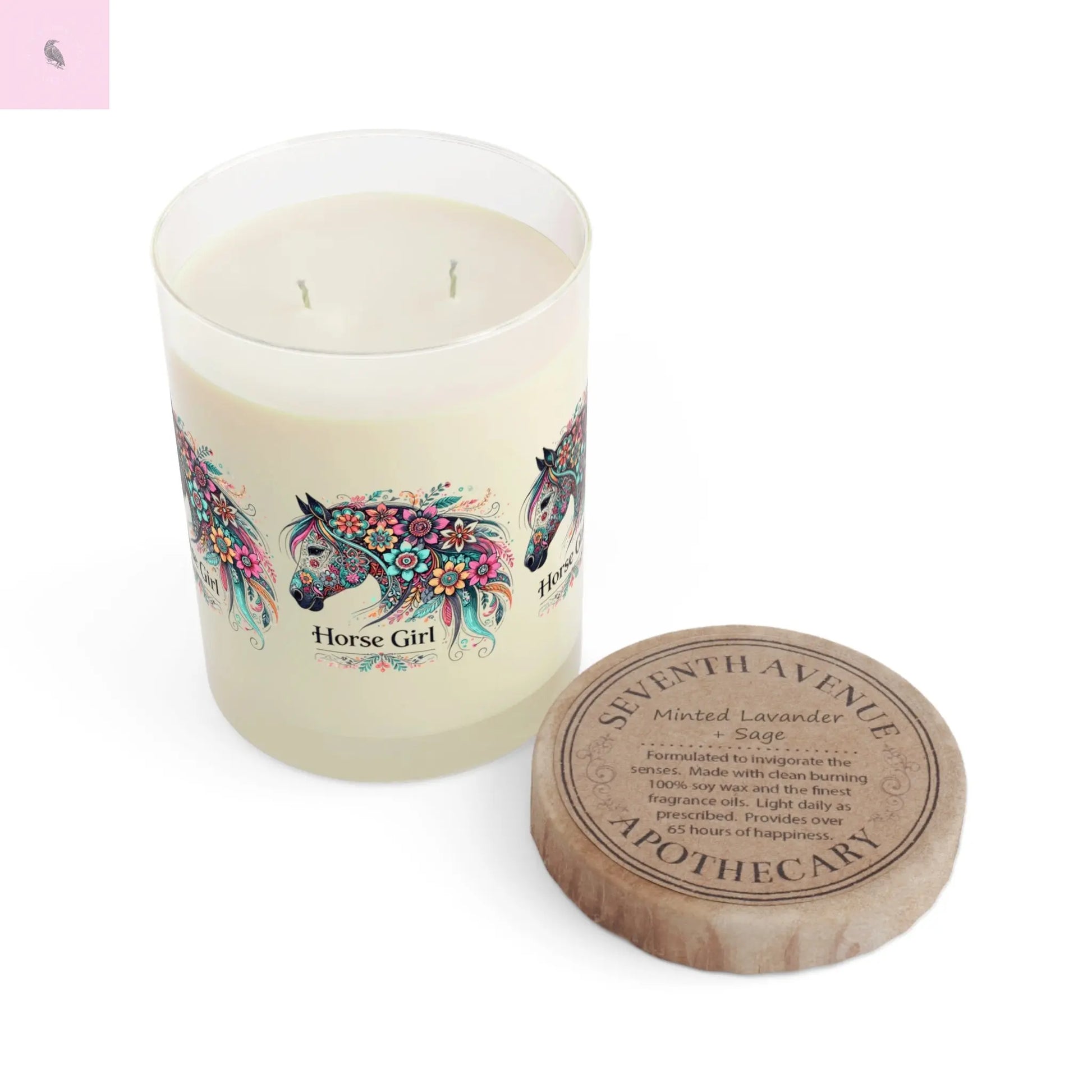 Glass Candle - Horse Lover Soy Wax, 11oz the flirty crow