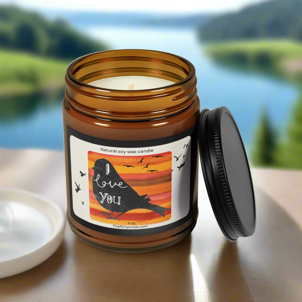 Soy Candle - Cute Bird I Love You Design Printify