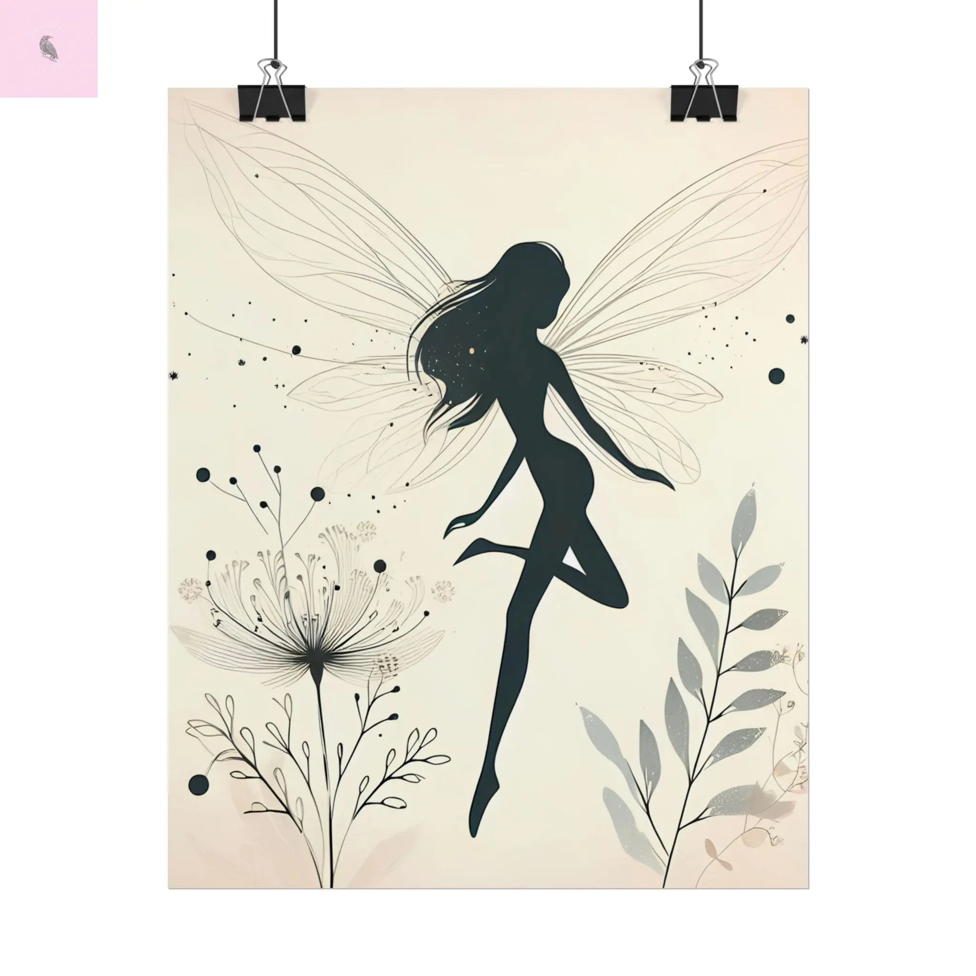 Elegant Fairy Silhouette Rolled Poster - Enchanting Wall Art for Home Decor The flirty crow