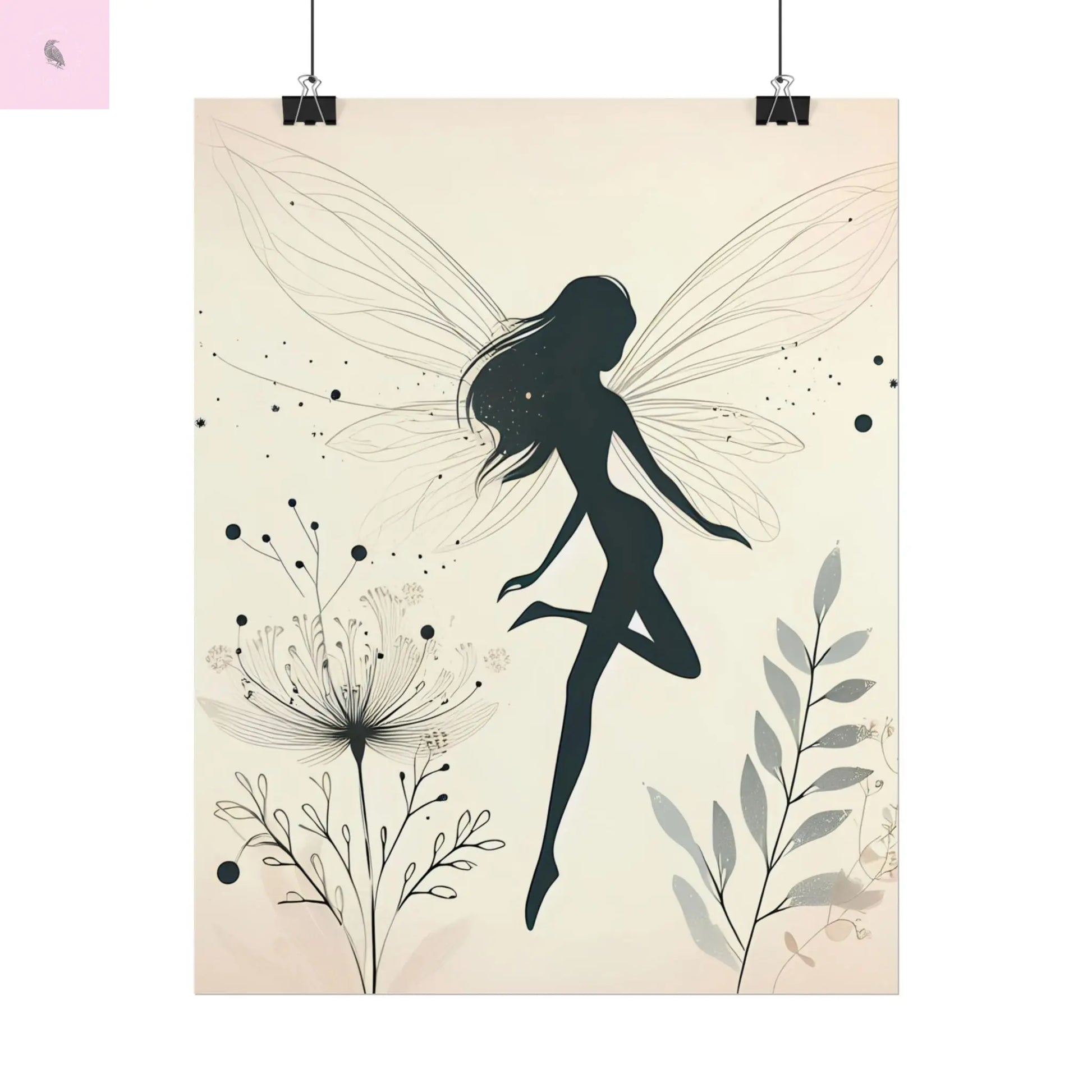 Elegant Fairy Silhouette Rolled Poster - Enchanting Wall Art for Home Decor The flirty crow