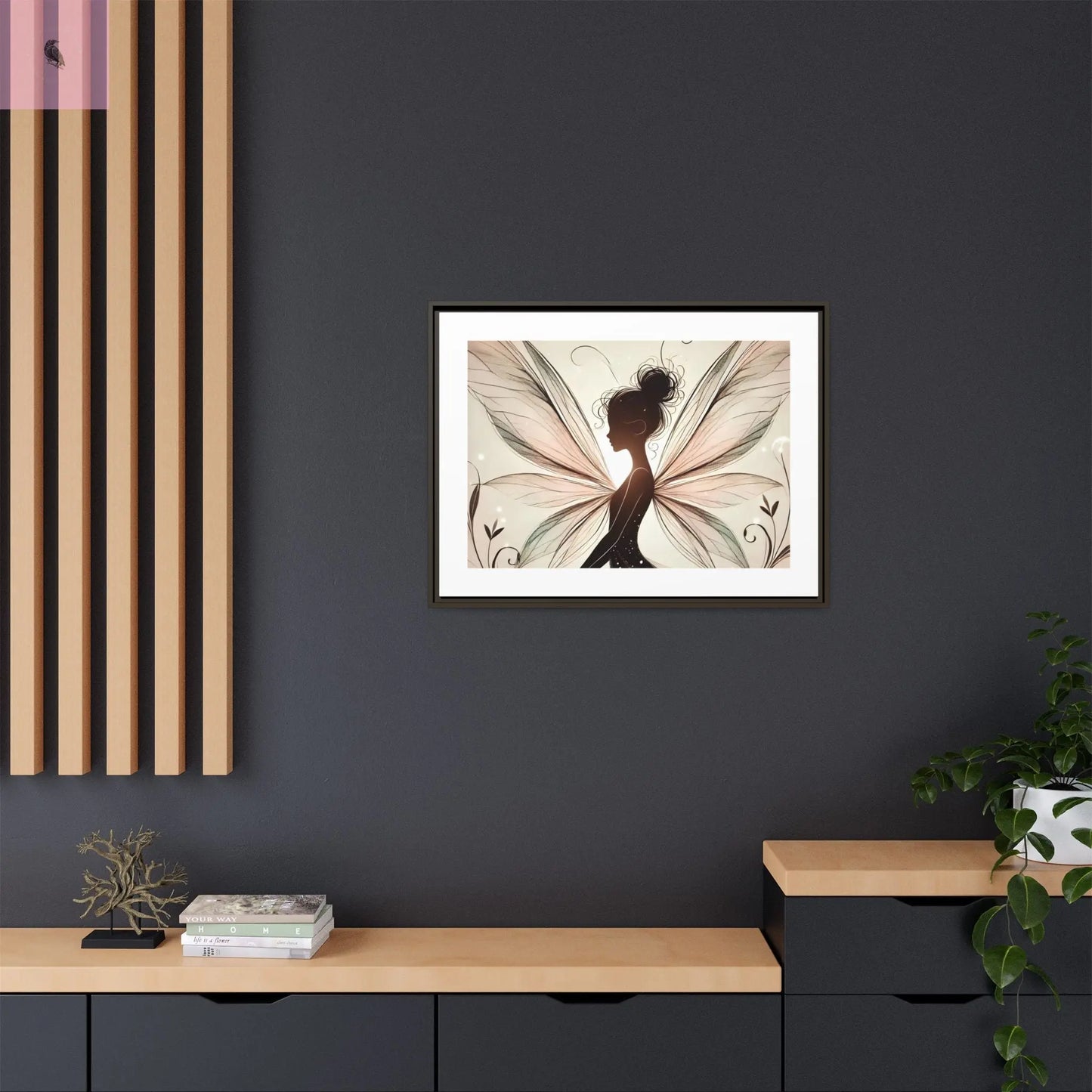 Framed Canvas Fairy wall art - The flirty crow