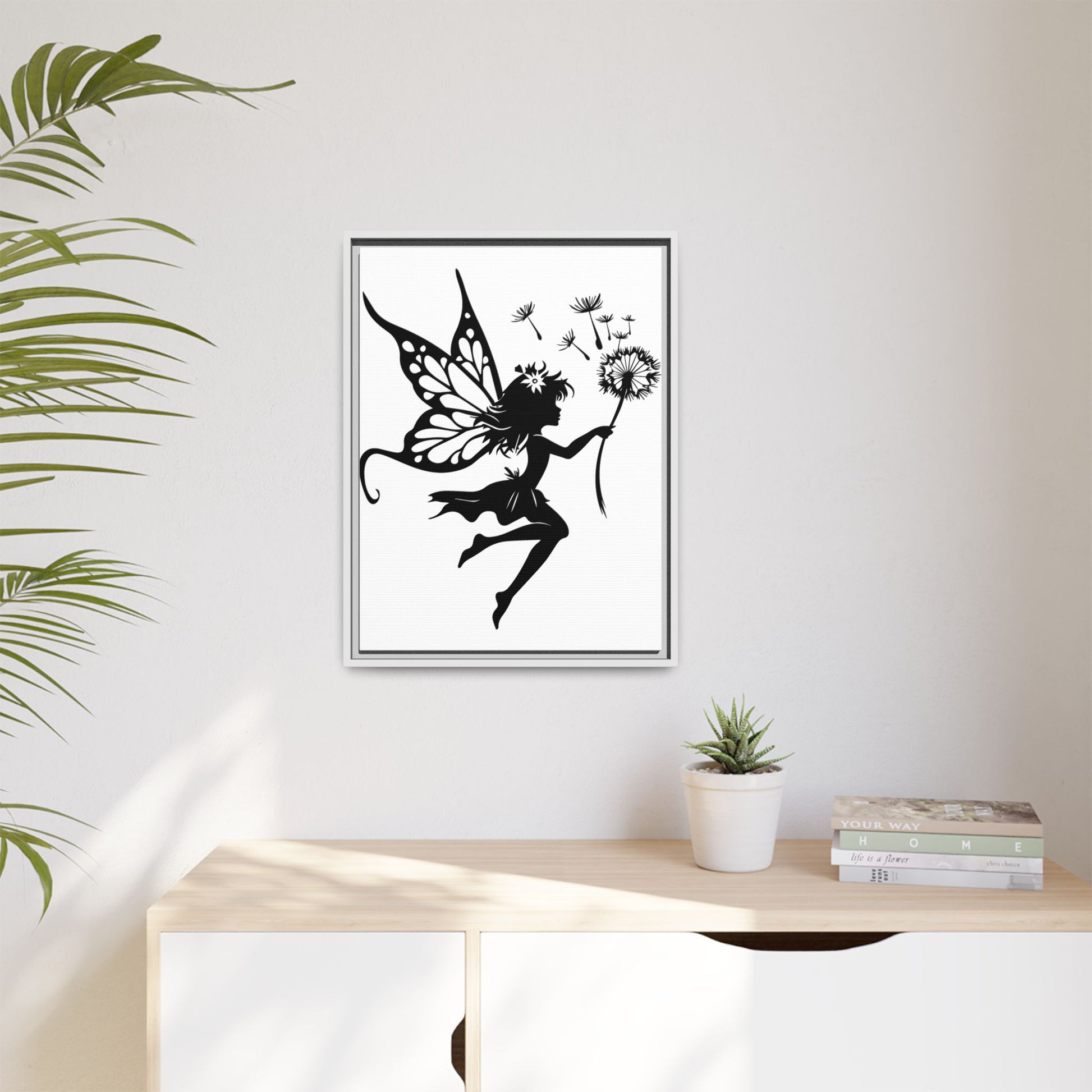 Framed Canvas Fairy Art, whimsical wall decor, nursery room art, gift for her - The flirty crow