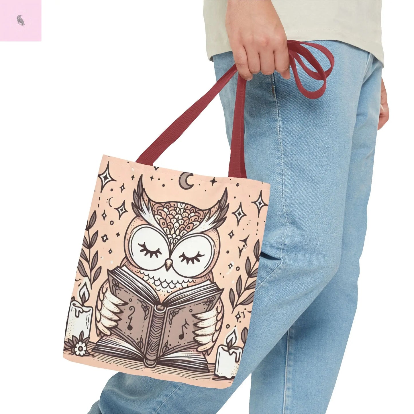 Reading lover  Owl Tote Bag, Cute Animal Tote, Book Lover Gift, AOP Shopping Bag, Owl Art Bag, Eco-Friendly Carryall, gift for reader The flirty crow
