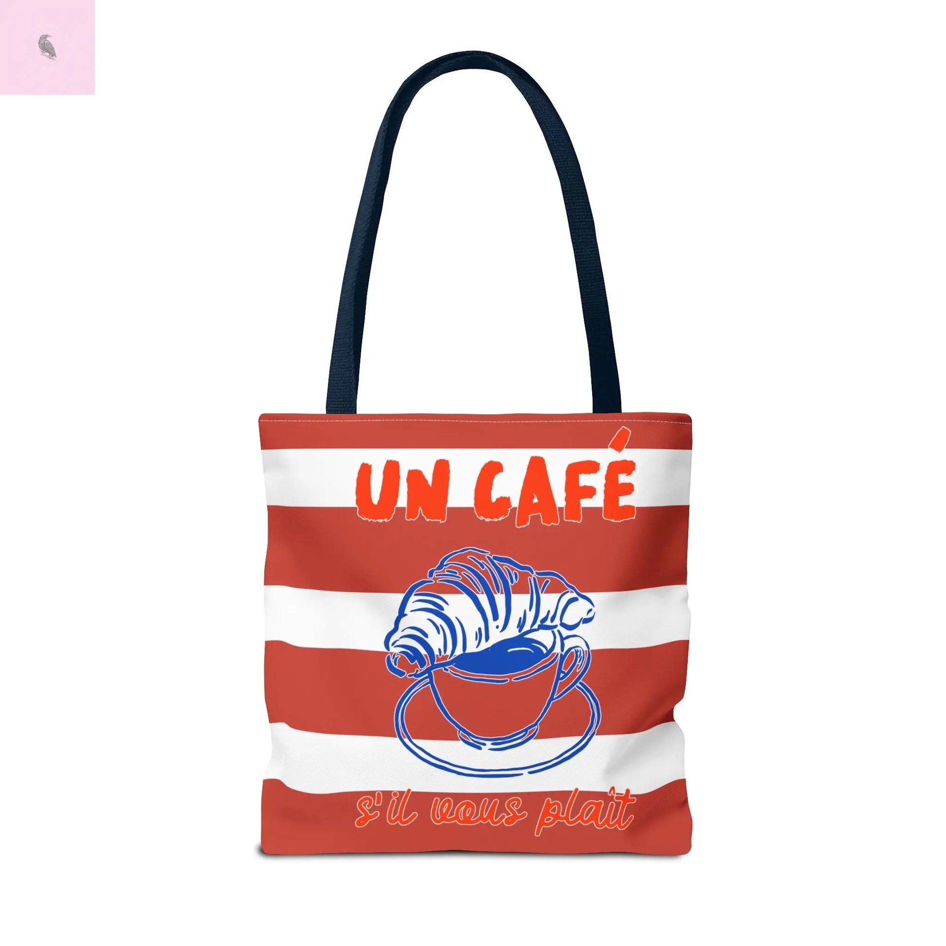Café Tote Bag,  Coffee Lover's bag, Croissant lover, Gift for her, Grocery tote, farmers market , Traveler gift, Artisan Design The flirty crow