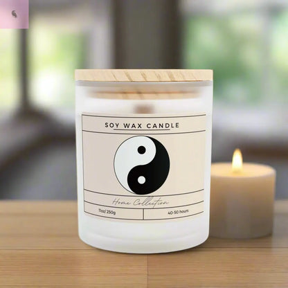 Yin Yang Soy Wax Candle - 11oz Frosted Glass Decor The flirty crow
