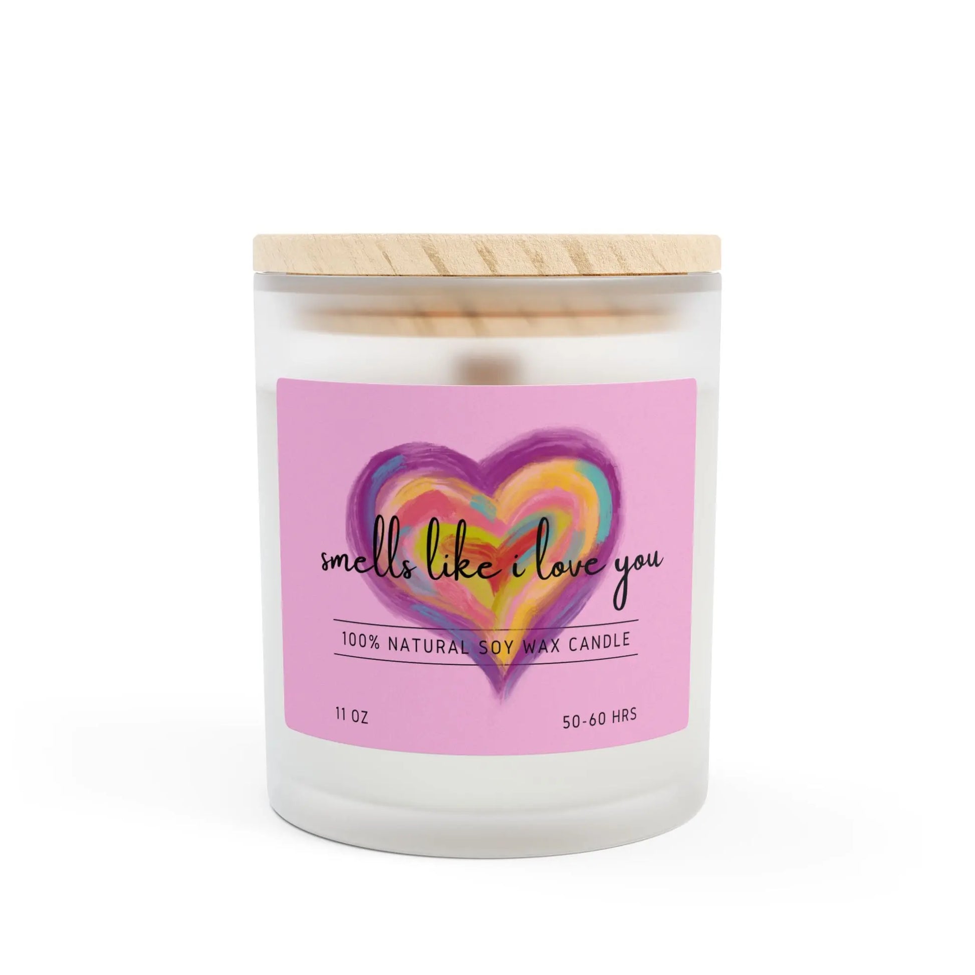 Hand Painted Heart Frosted Glass Candle, 11oz the flirty crow