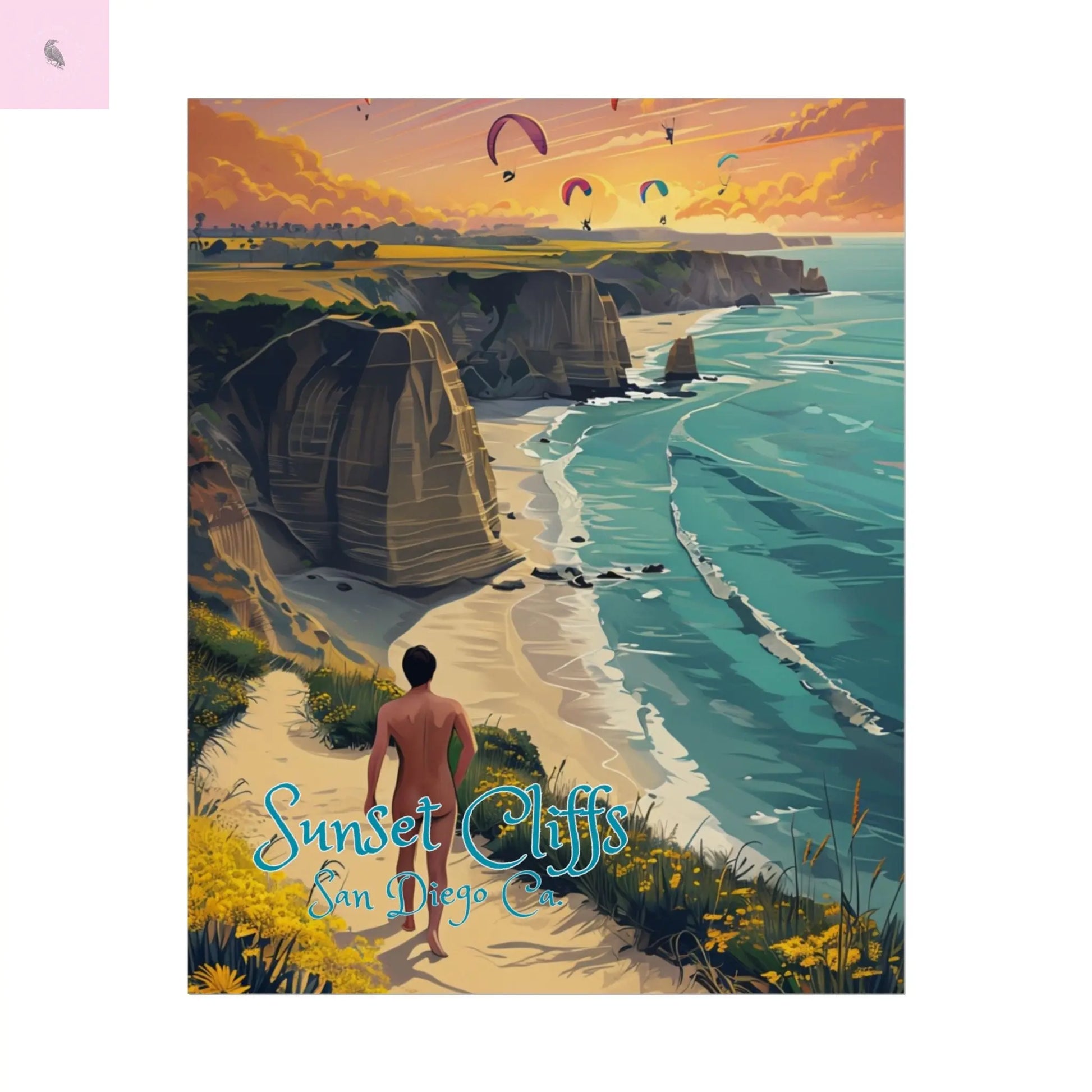 Sunset Cliffs Rolled Poster, Scenic Art Print, San Diego  Beach Decor, Coastal Wall Art, Gift for Beach Lovers, Home Decoration Printify