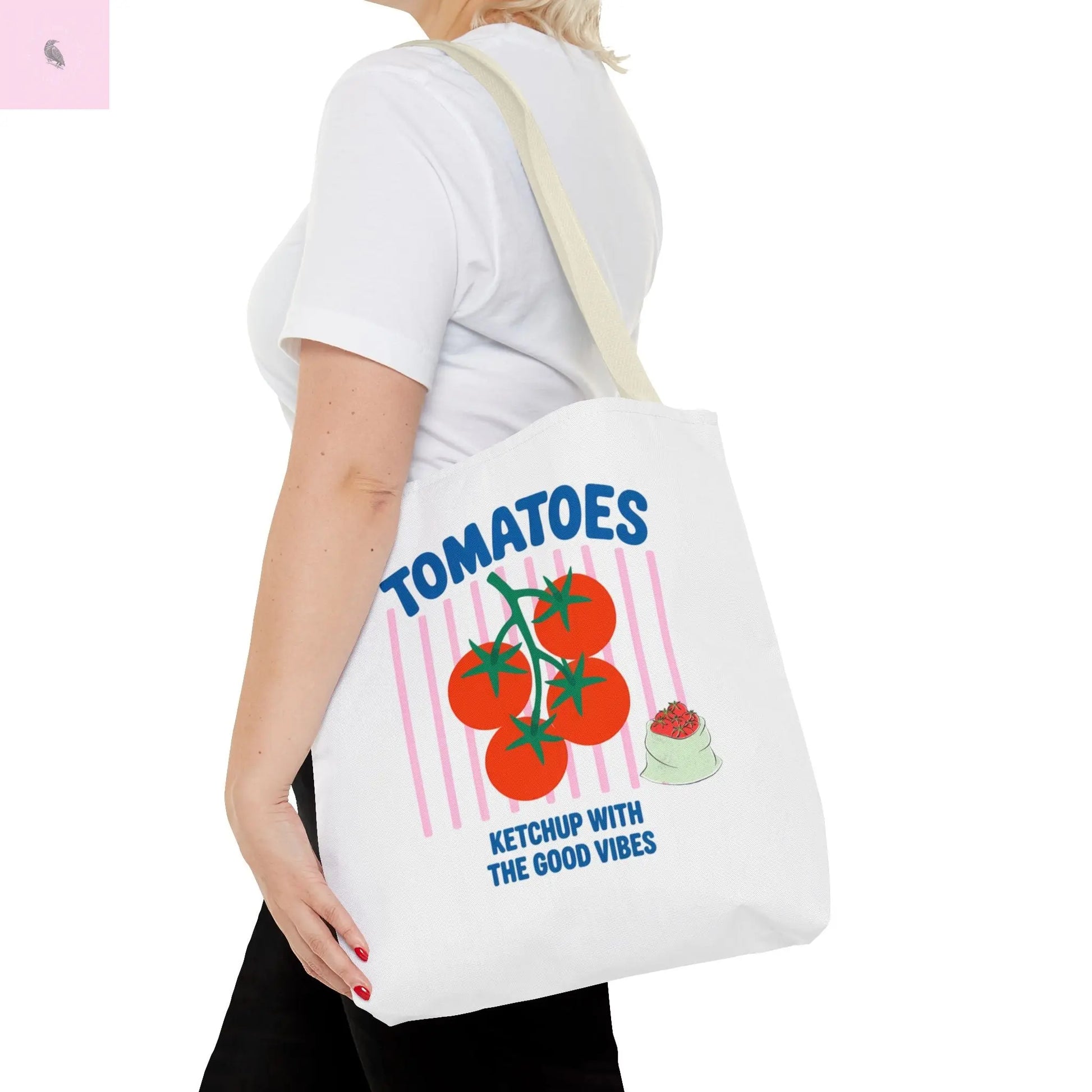 Tomato Vibes Tote Bag, Grocery tote,  Beach bag, travel tote,gift for gardener, veggie lover, Fun Gift for Foodies, Garden Lovers The flirty crow